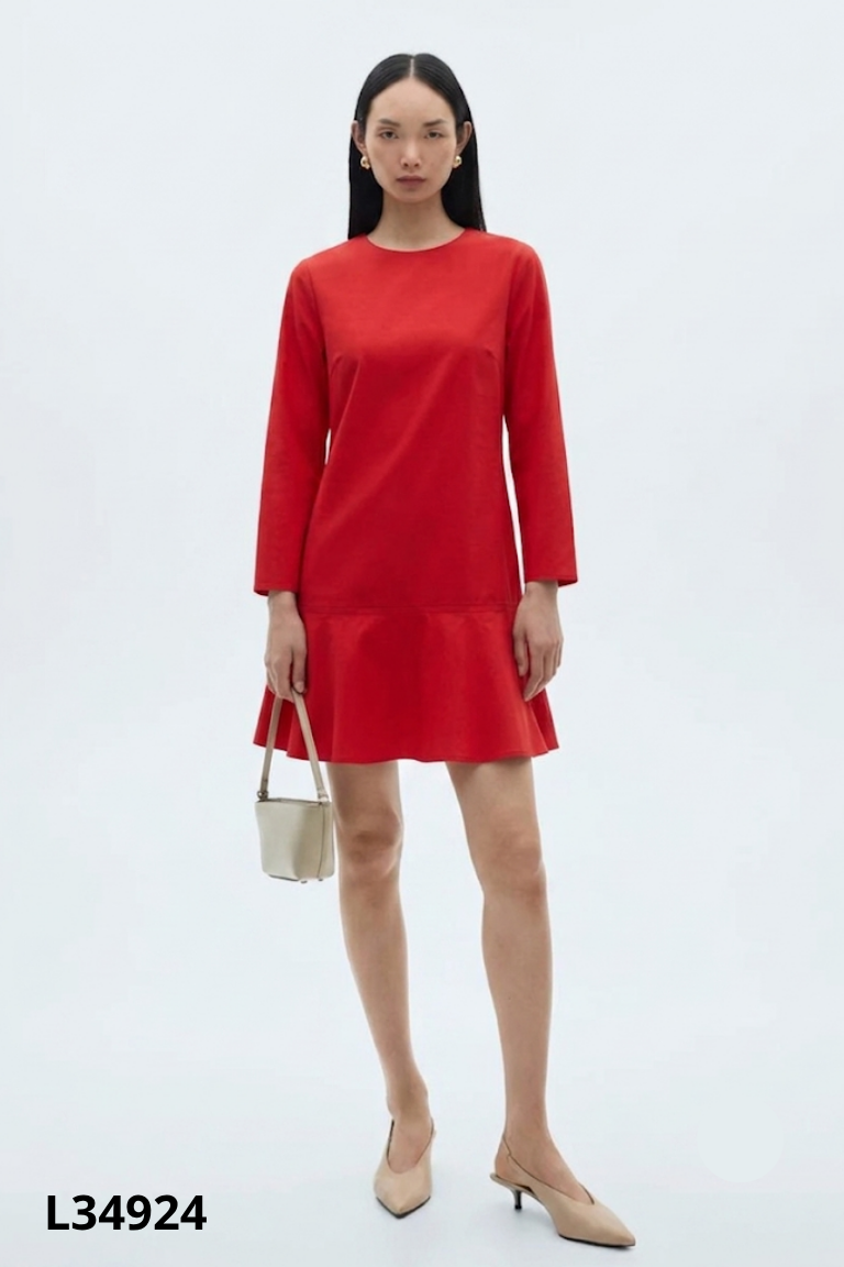 NEWTAG MANGO váy đỏ tay lửng