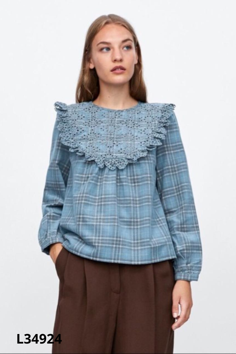 Áo xanh kẻ ZARA WOMAN phối bèo