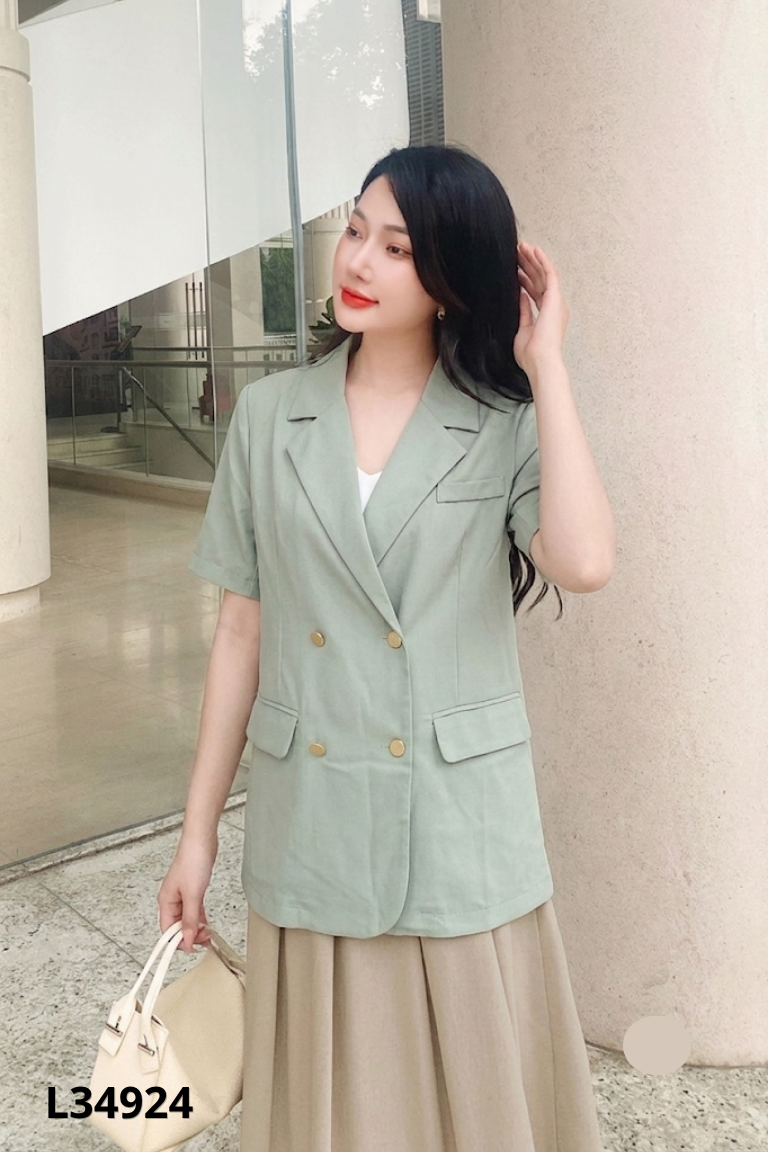 Áo blazer xanh ngắn tay