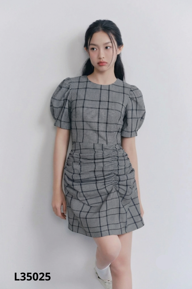Váy DAISY xám kẻ caro