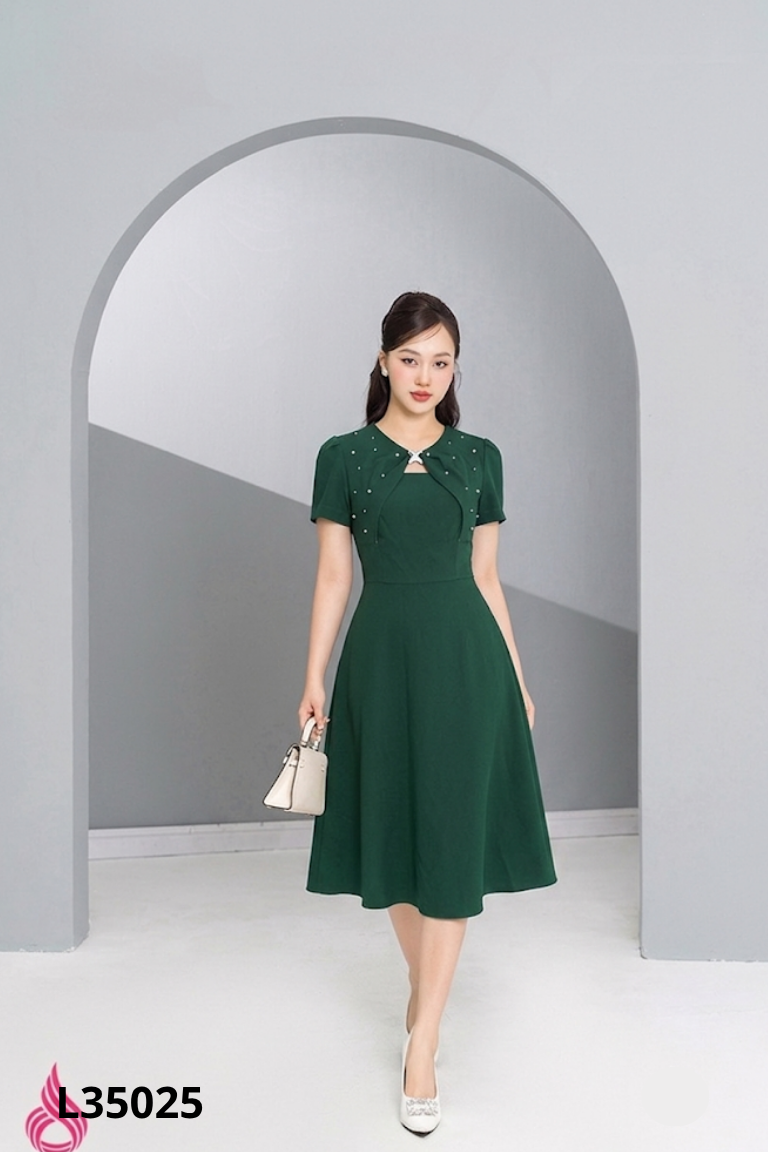 NEWTAG Váy CITI MODE xanh đính ngọc