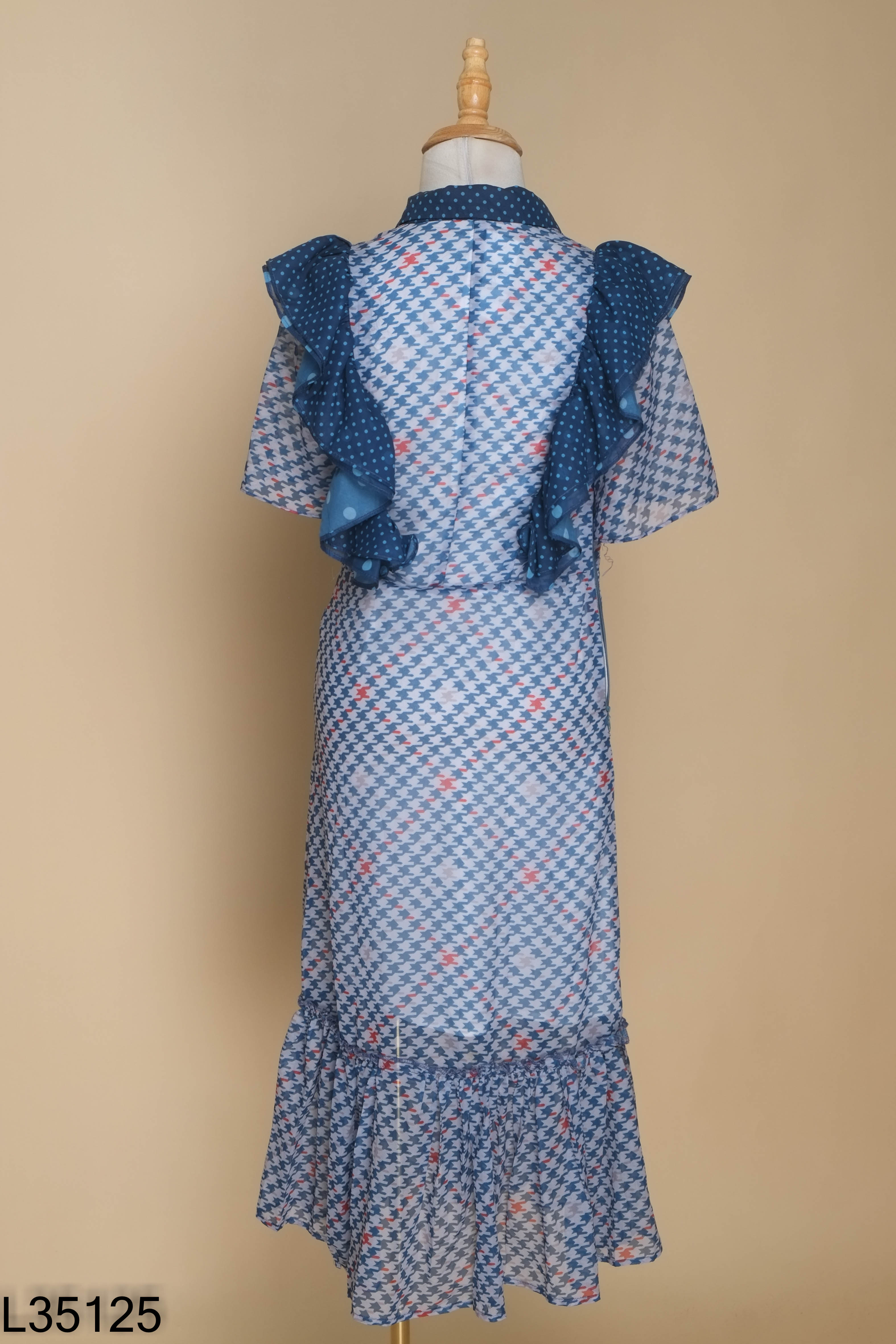 NEW Váy voan họa tiết xanh