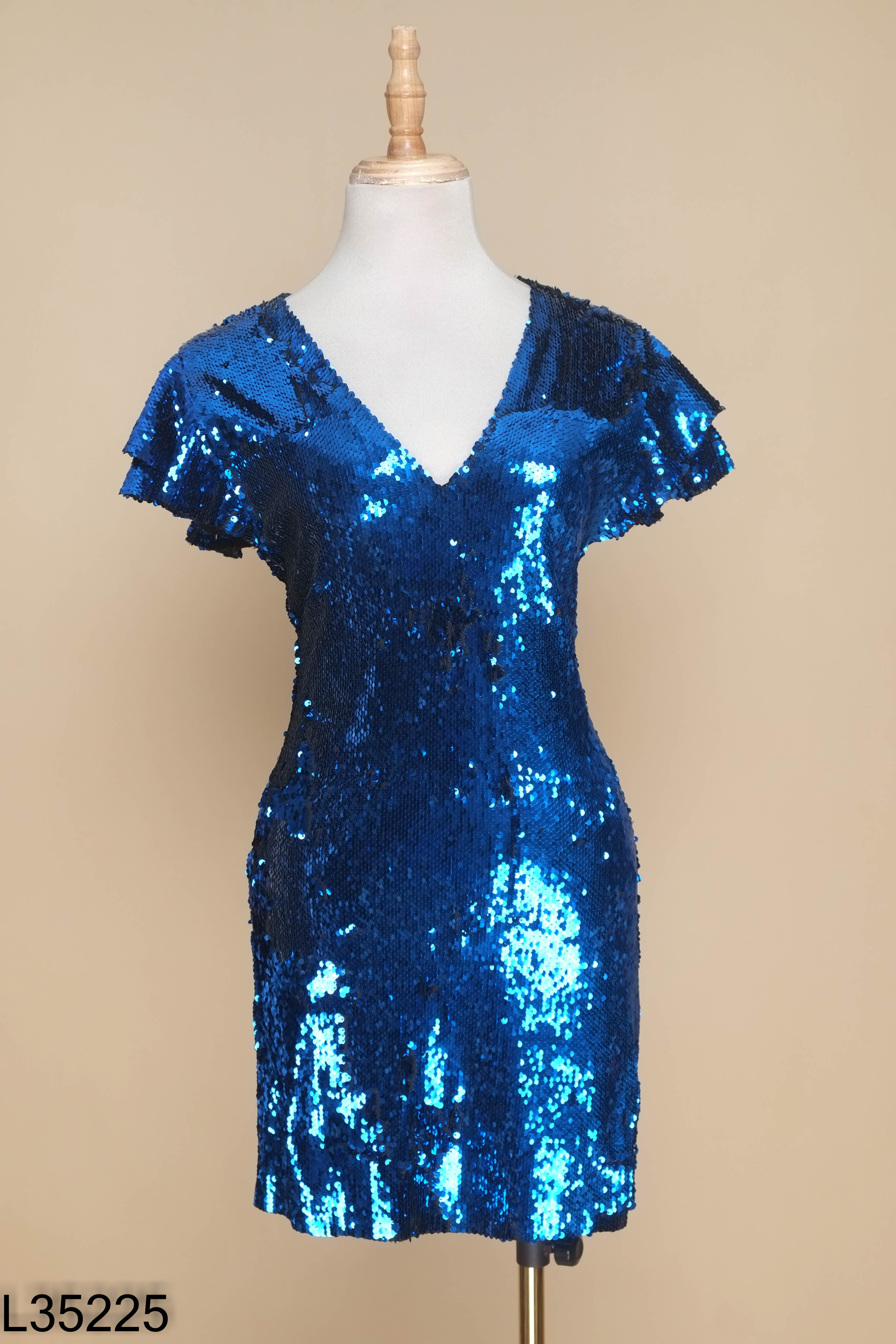 NEWTAG Váy xanh coban ZARA đính cườm
