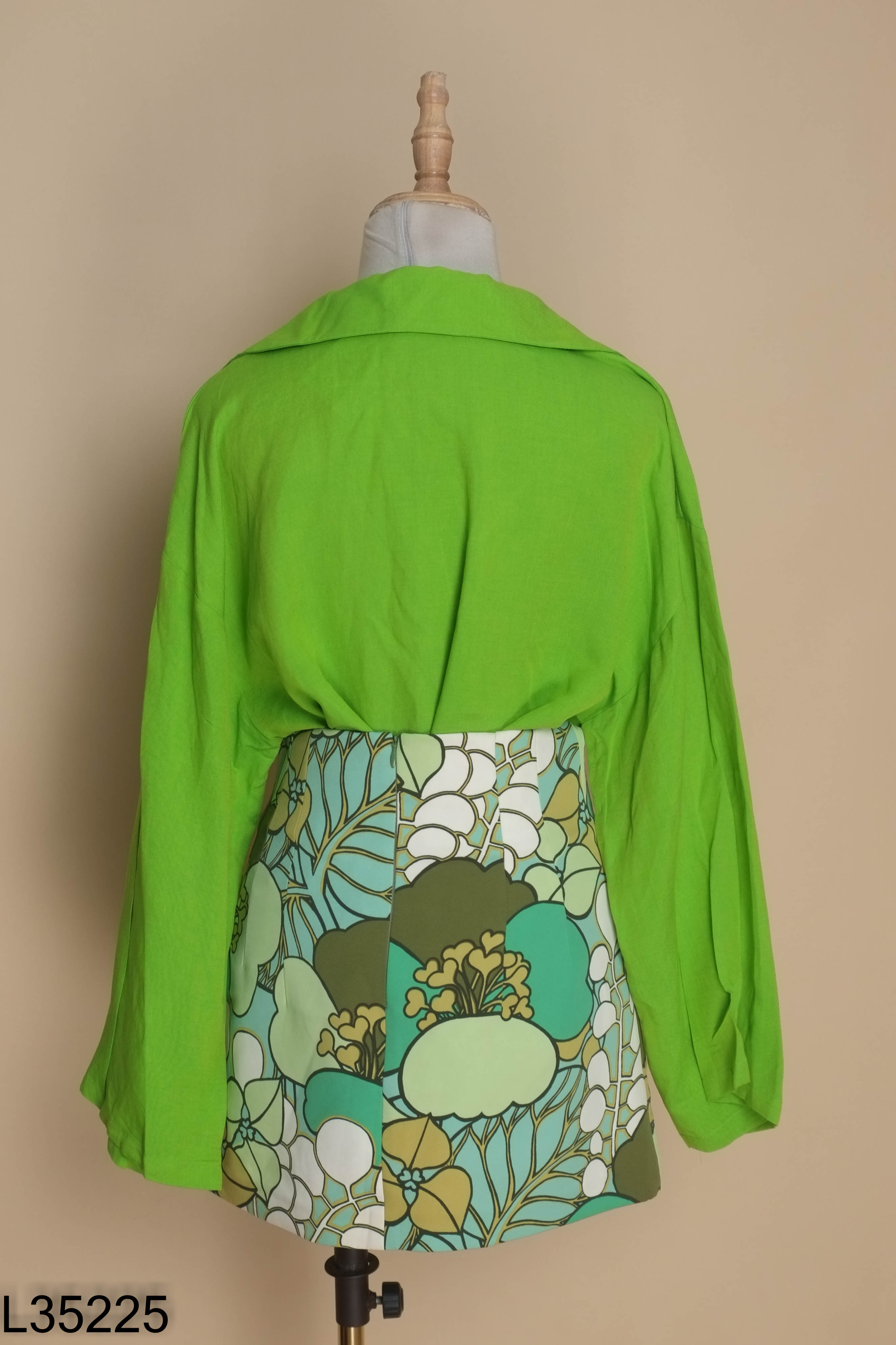Set Áo sơ mi ZARA linen xanh + chân váy
