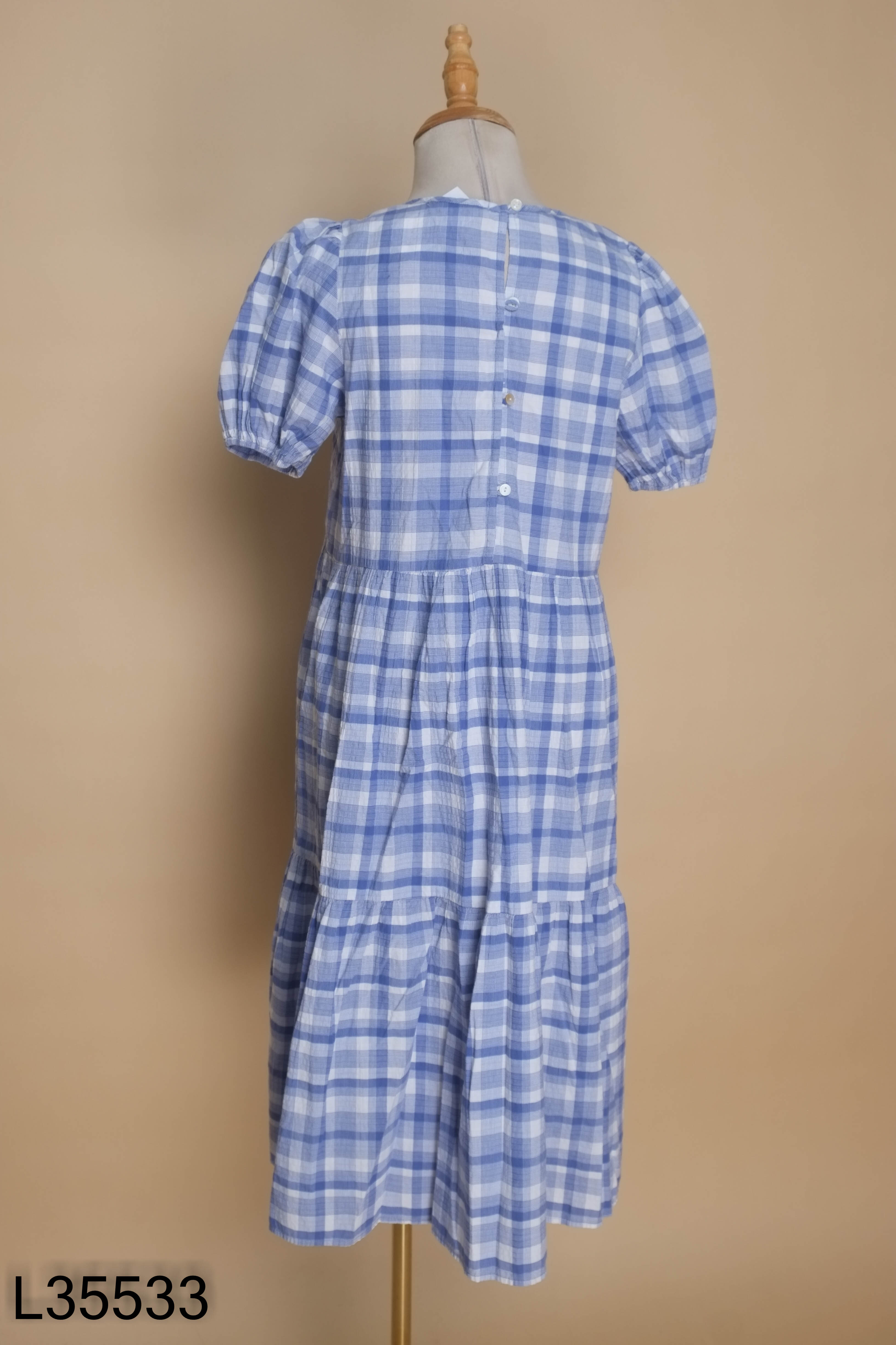 Váy babydoll LIBE xanh kẻ caro