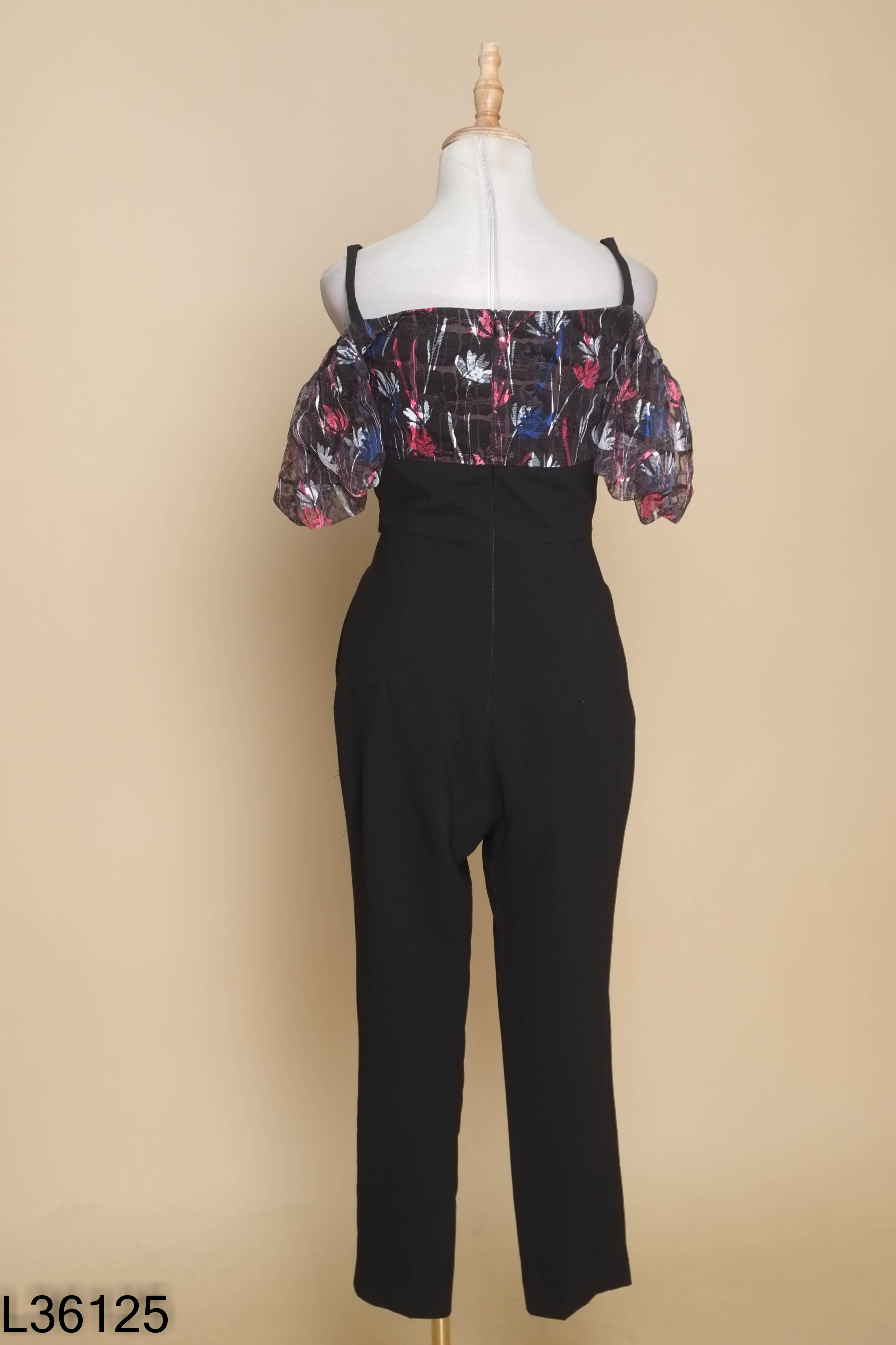 Jumpsuits ELISE đen phối họa tiết hoa