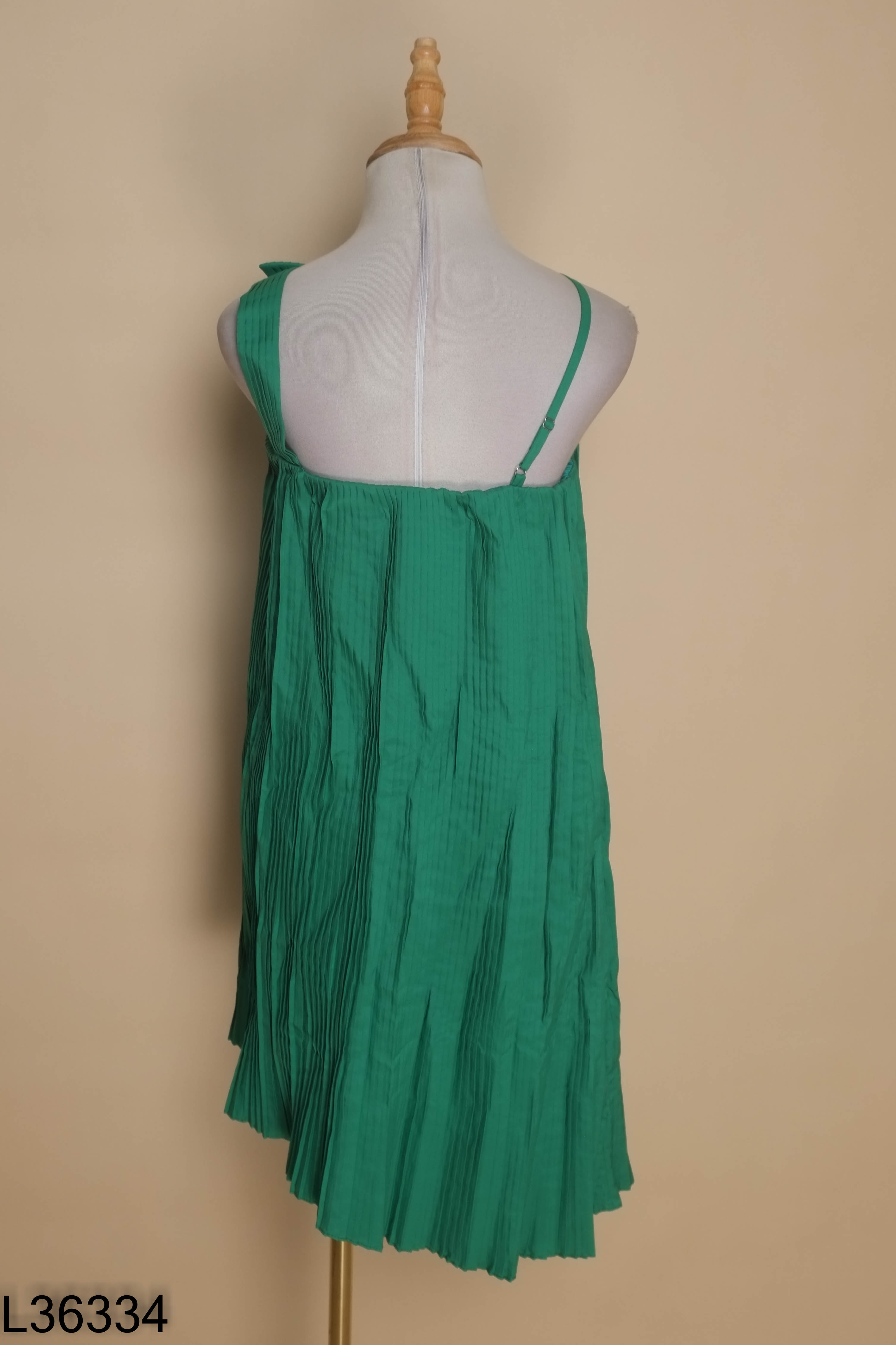 Váy SOYOUNG xanh xếp ly nhỏ