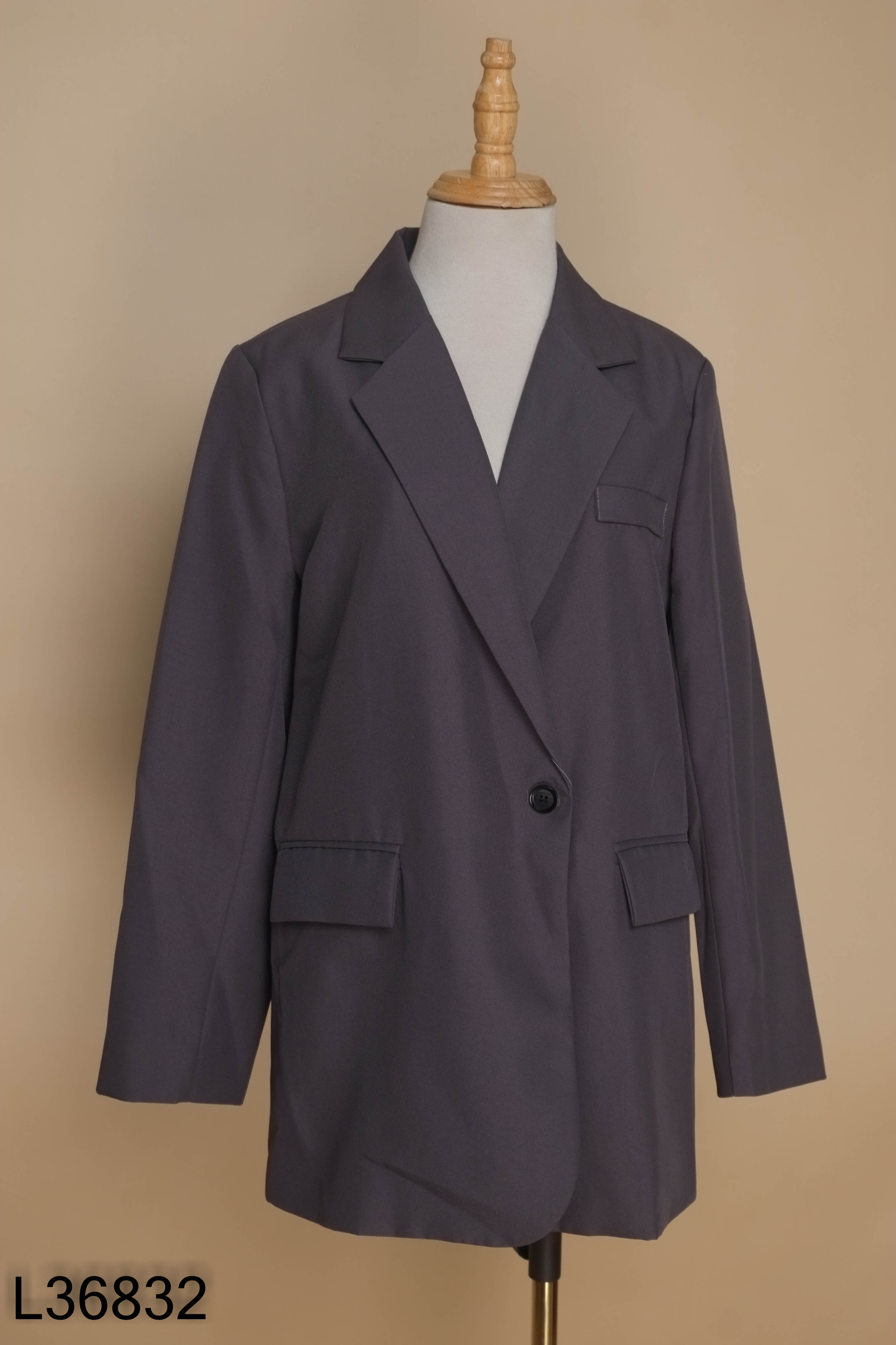 Áo blazer xám trơn