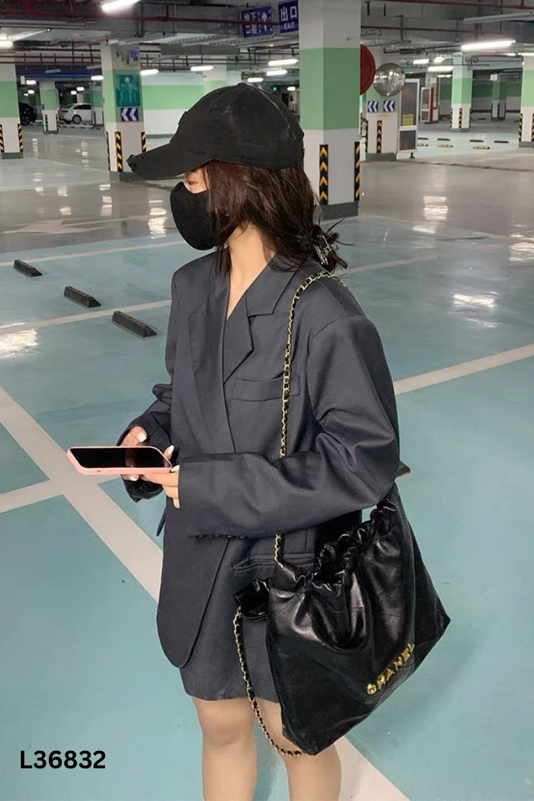Áo blazer xám trơn