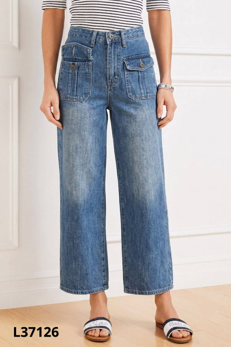 Quần jeans xanh suông