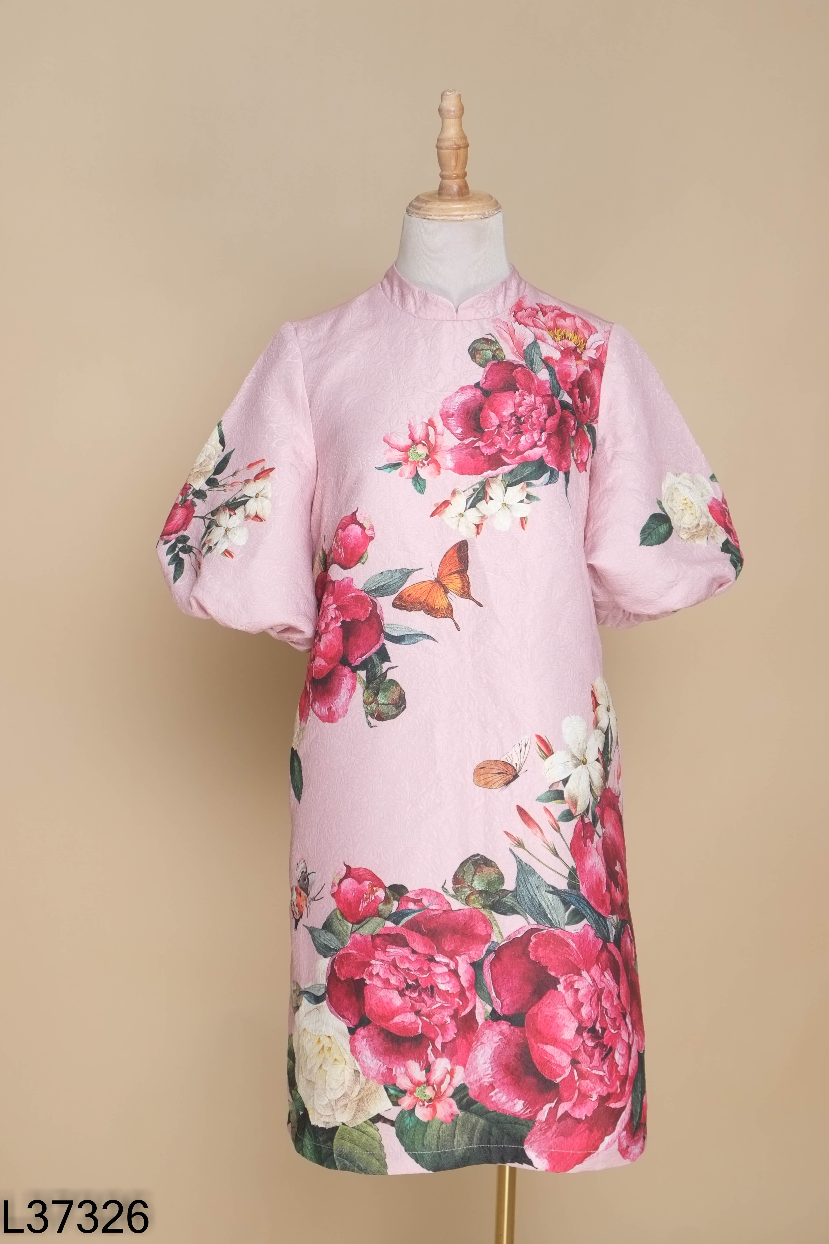 Váy hồng hoa ADORE DRESS tay phồng