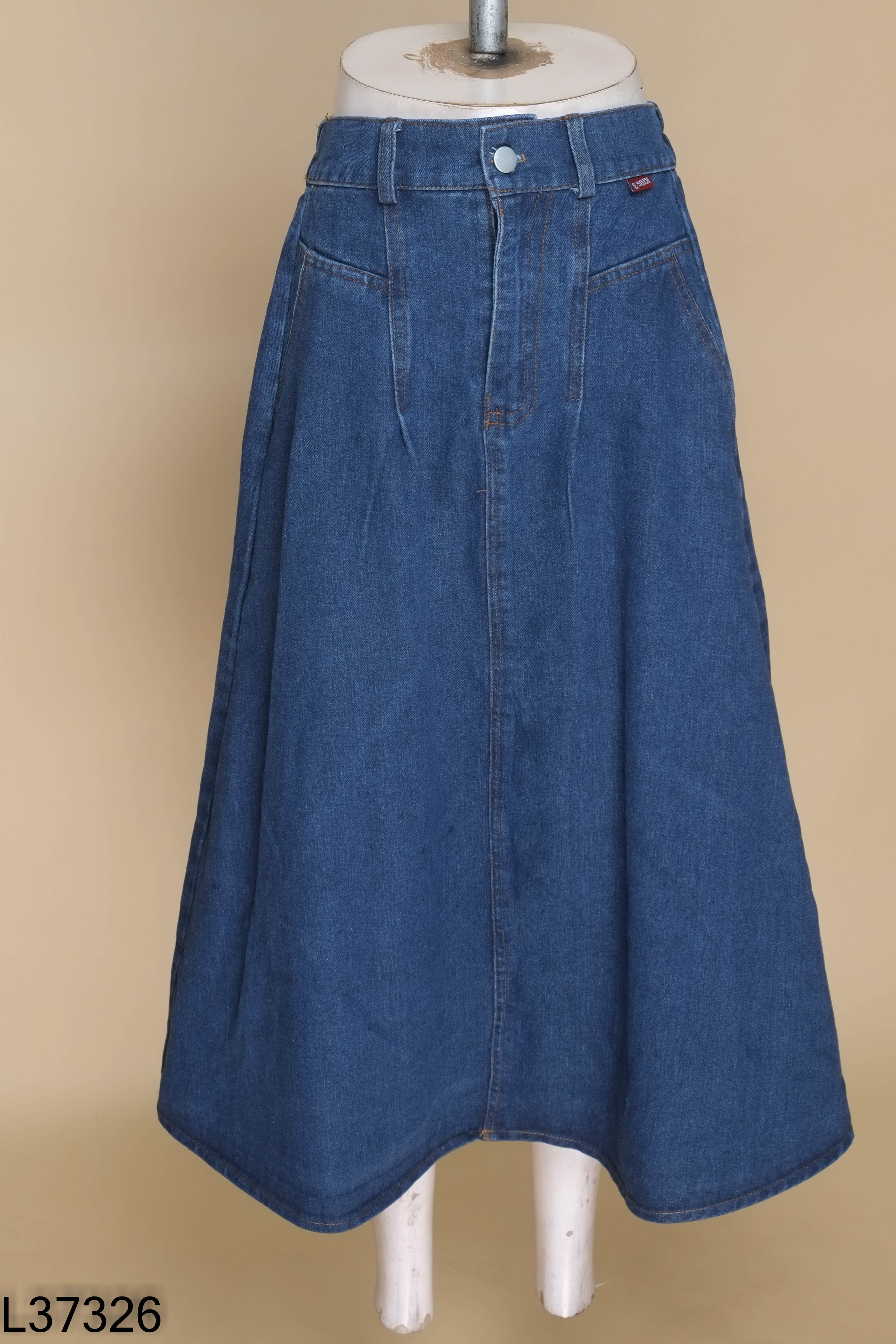 Chân váy jeans xanh trơn