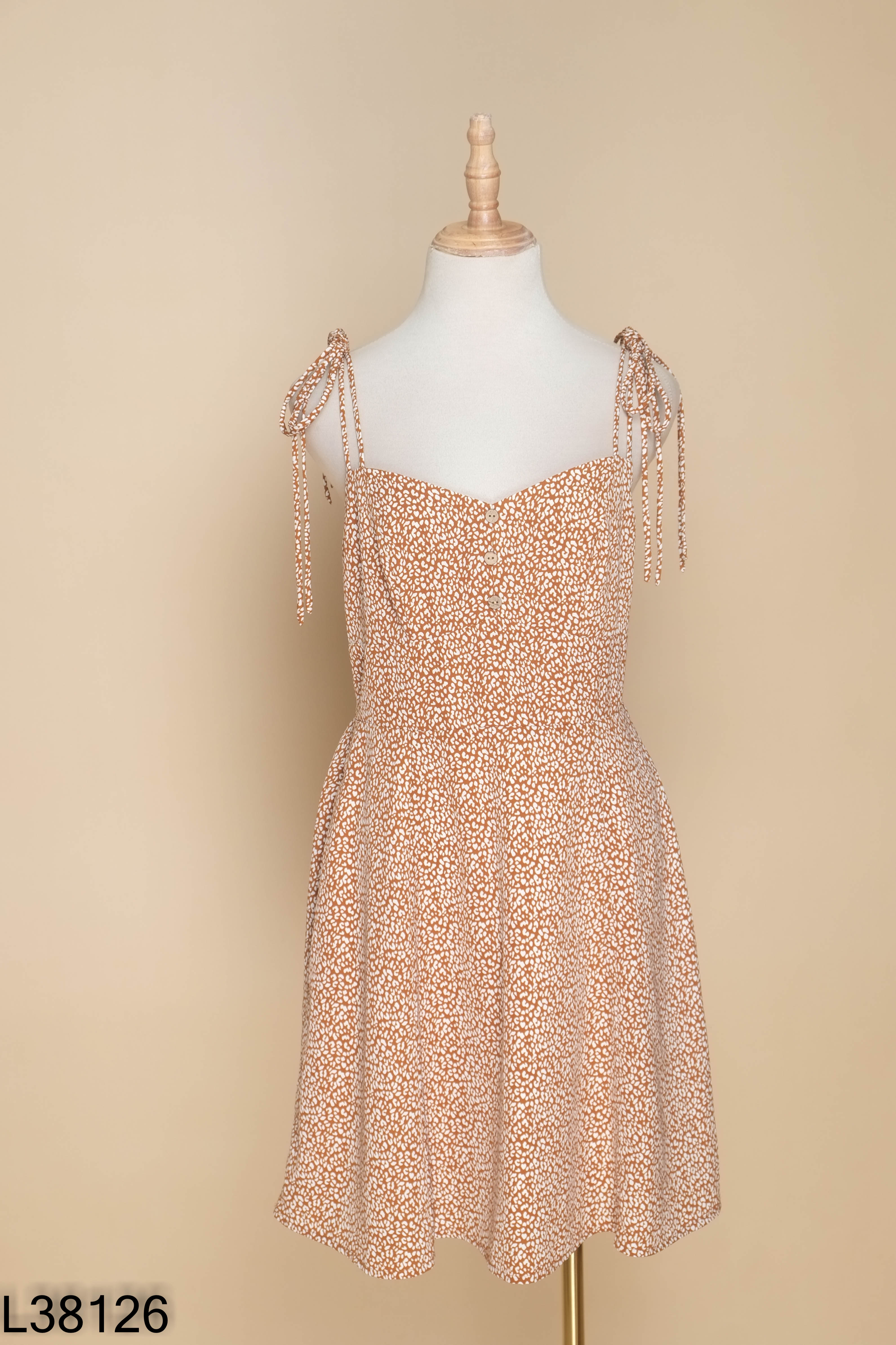 Váy ADORE DRESS nâu họa tiết trắng