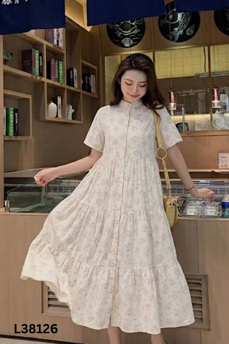Váy linen be họa tiết hoa