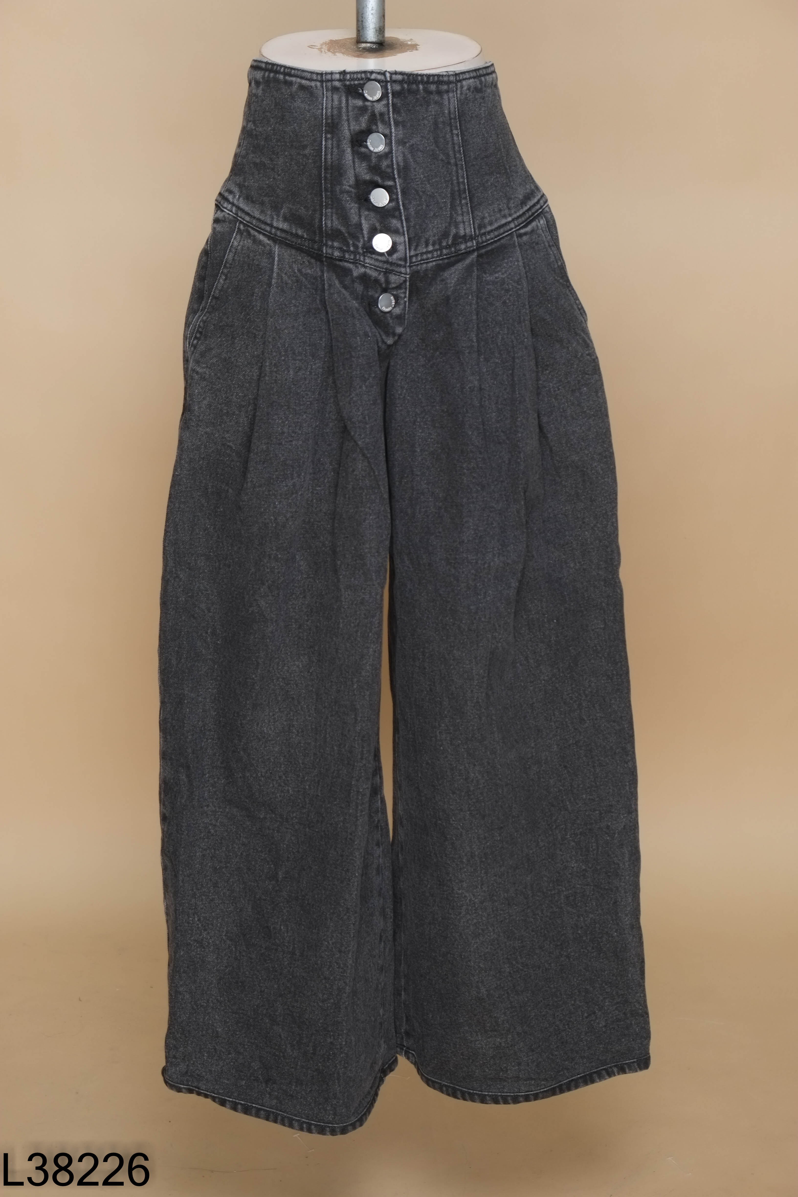 Quần jeans xám DEXUS ống rộng 5 cúc