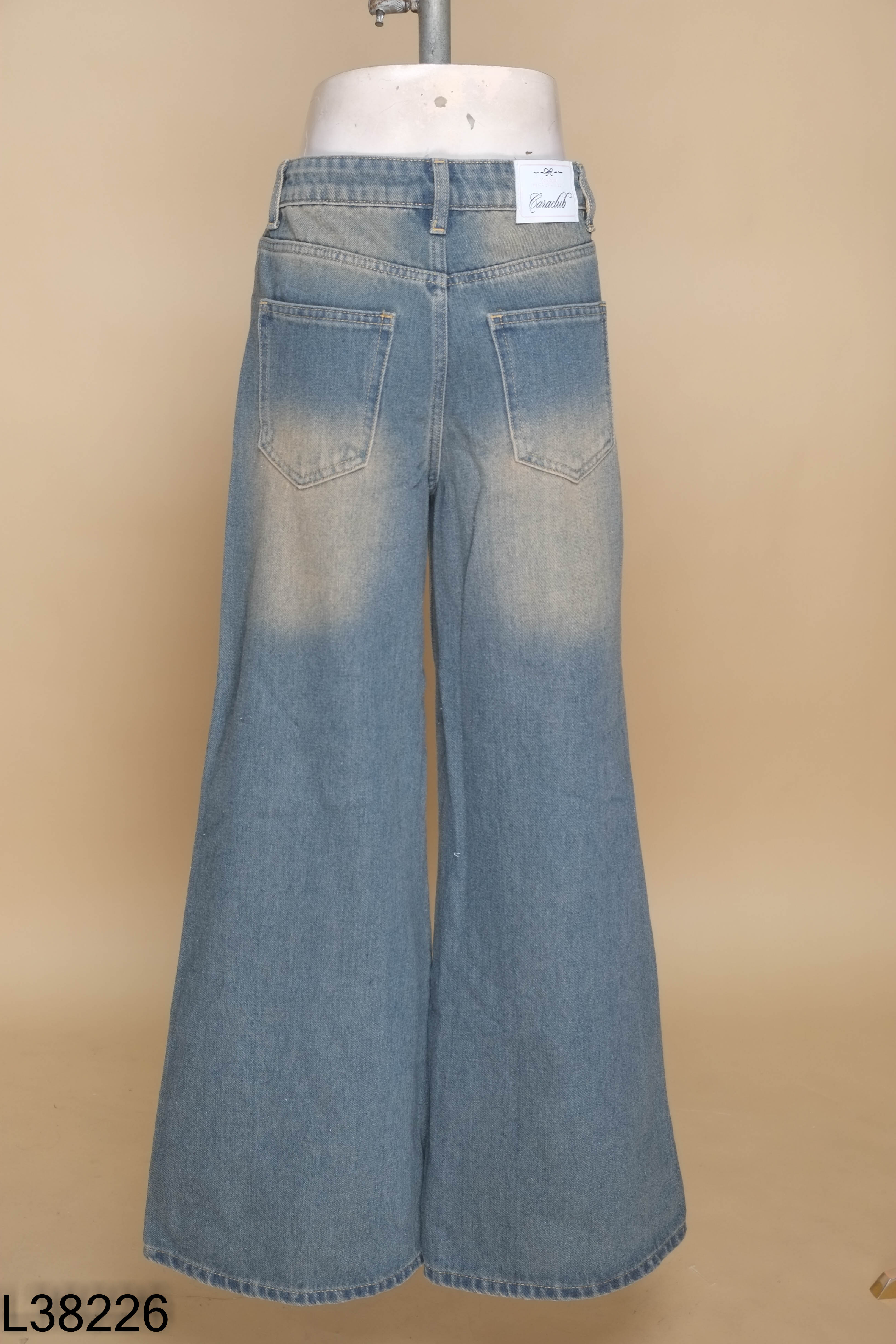 Quần jeans CARA CLUB xanh ống rộng