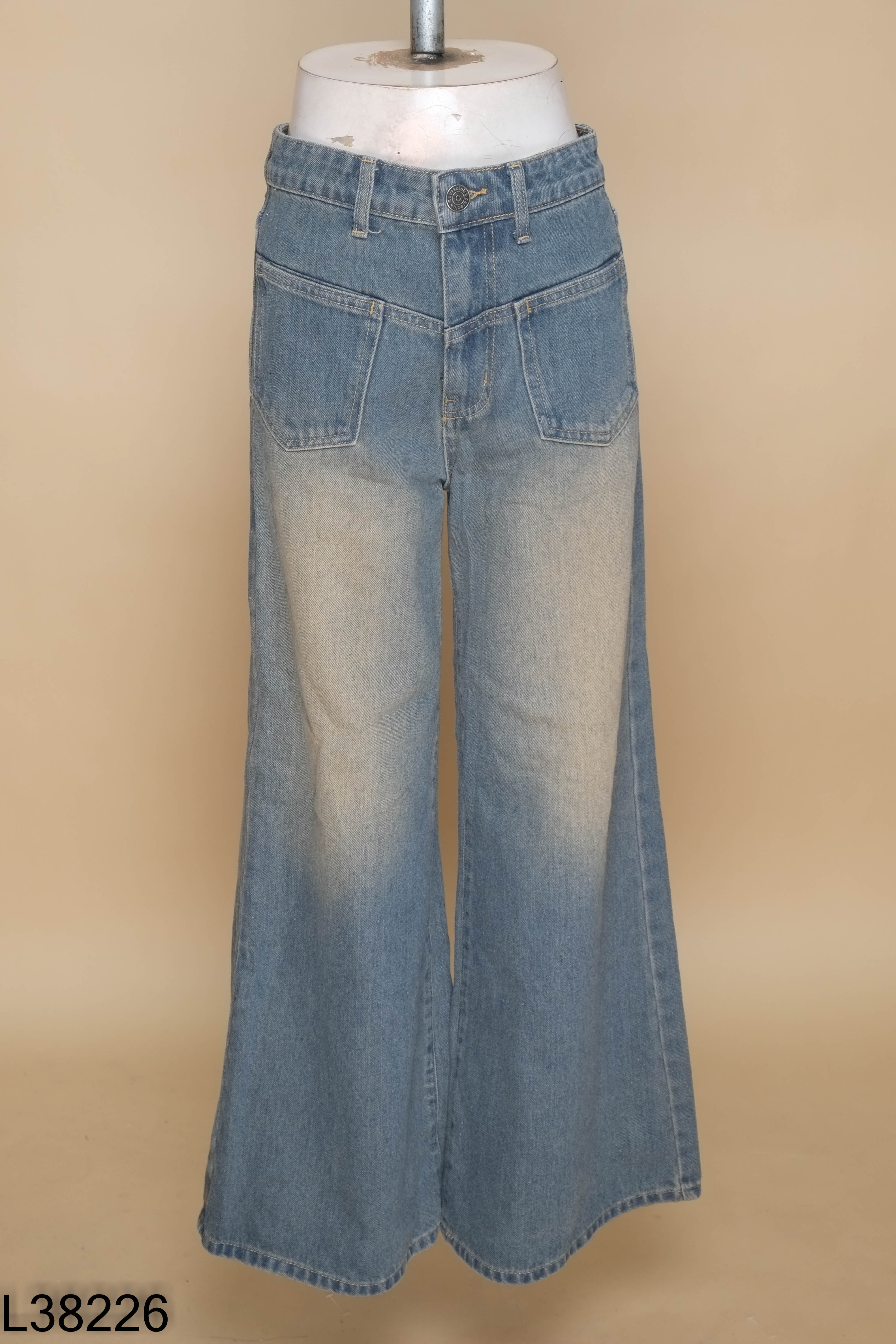Quần jeans CARA CLUB xanh ống rộng