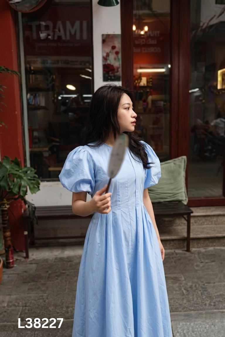 Váy xanh À LÀ MƠ tay phồng