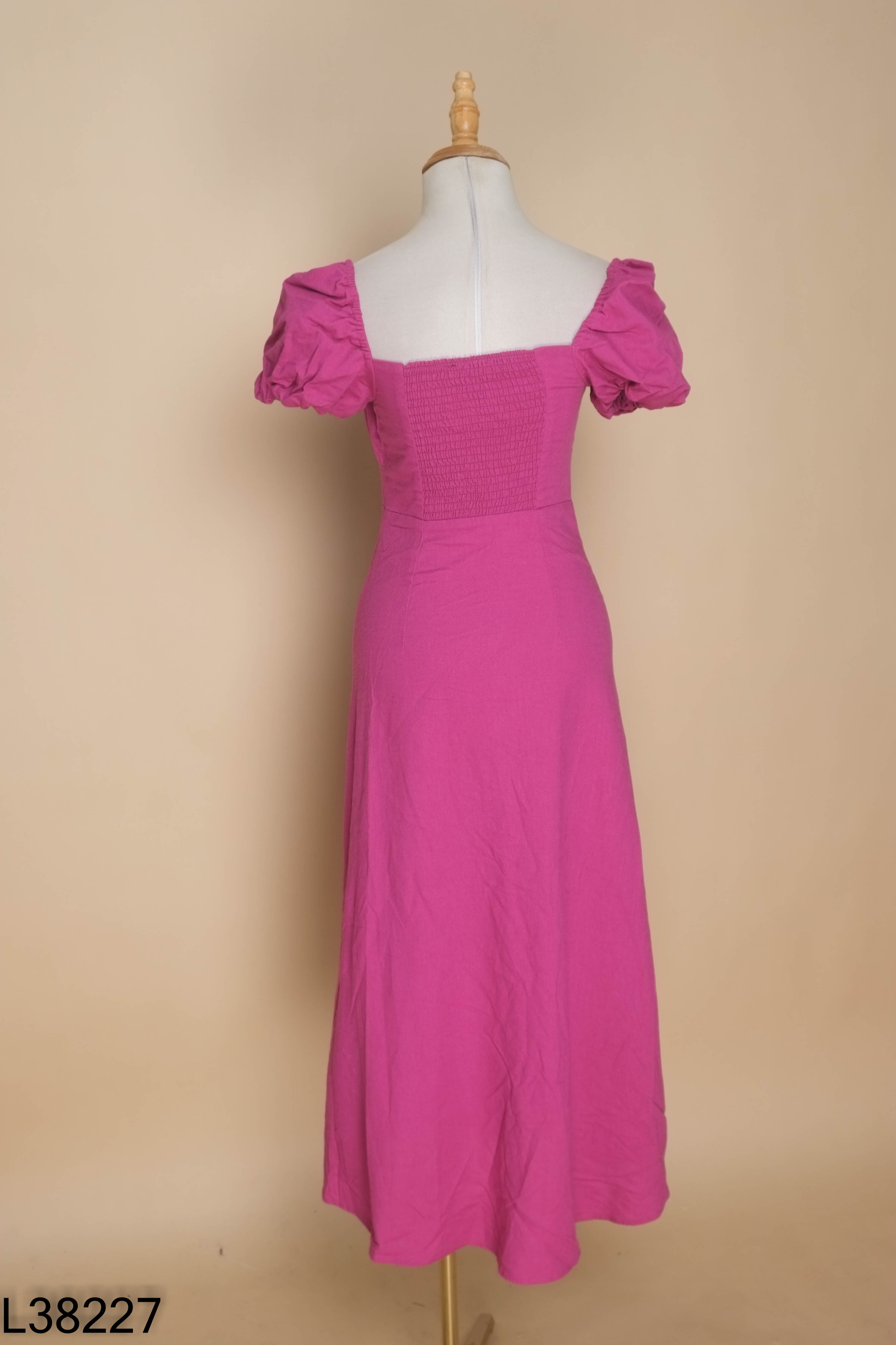 Váy linen tím tay phồng