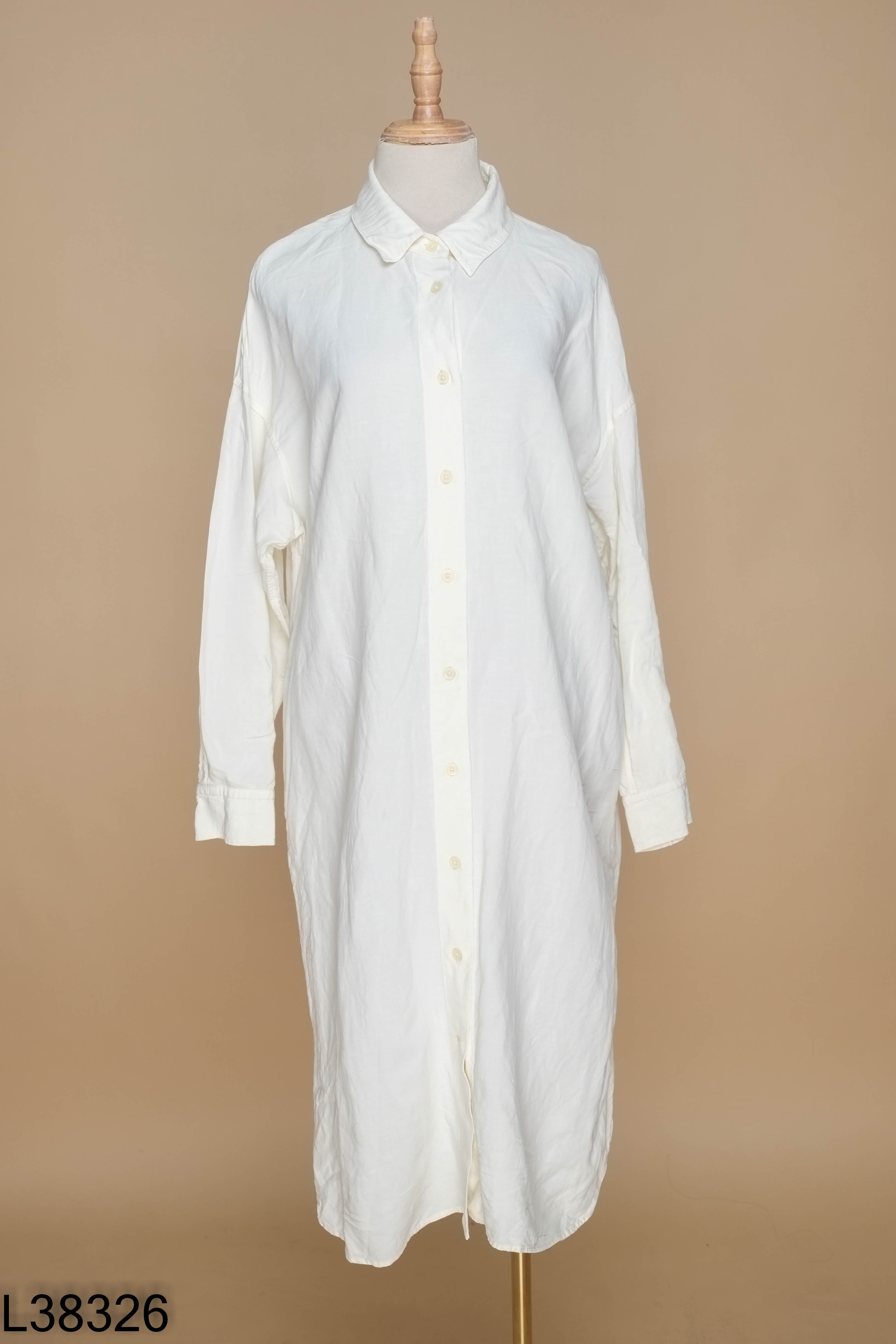 Váy sơ mi linen UNIQLO trắng kem