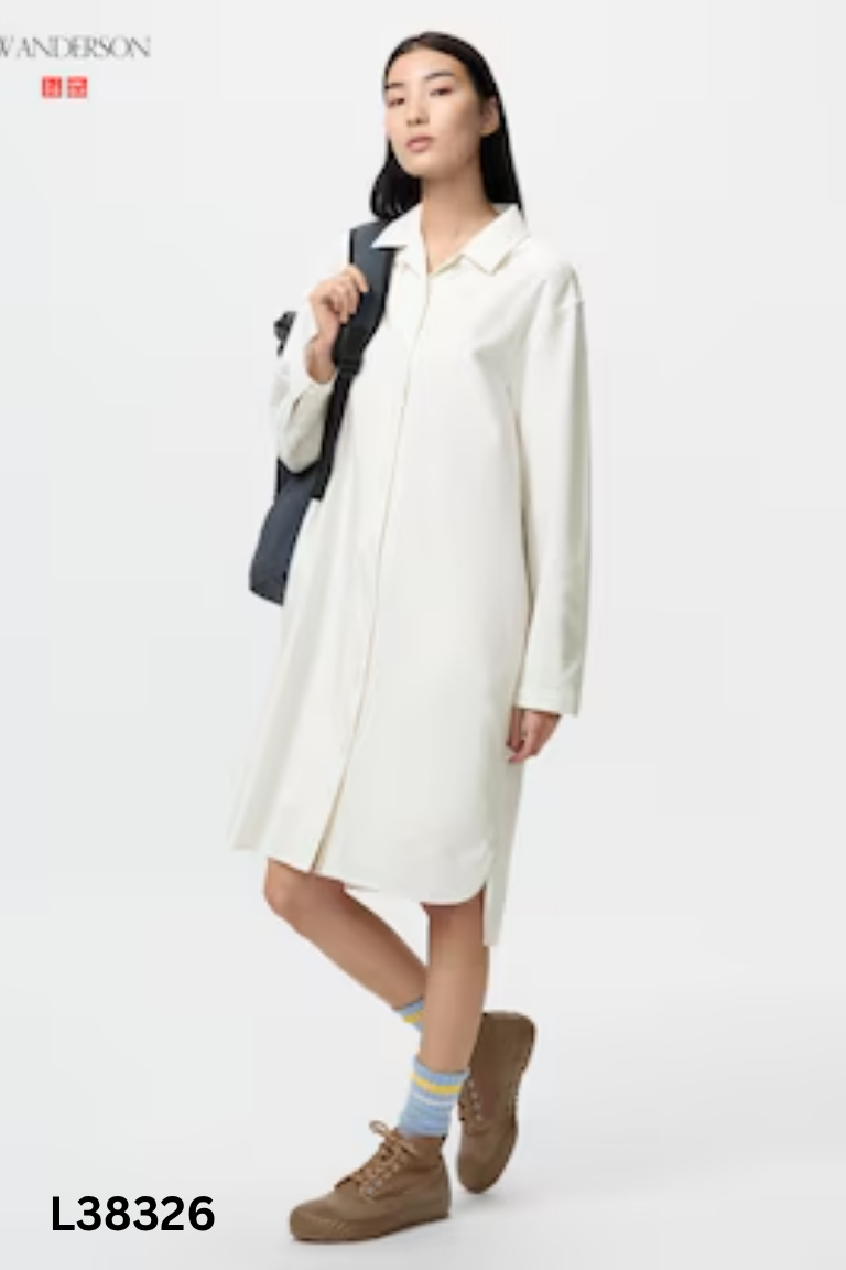 Váy sơ mi linen UNIQLO trắng kem