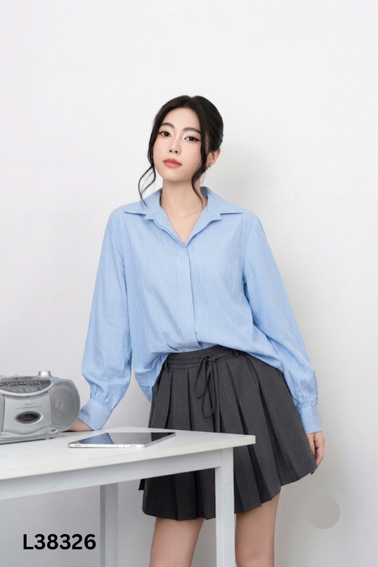 Áo sơ mi CALIE HOUSE xanh sọc
