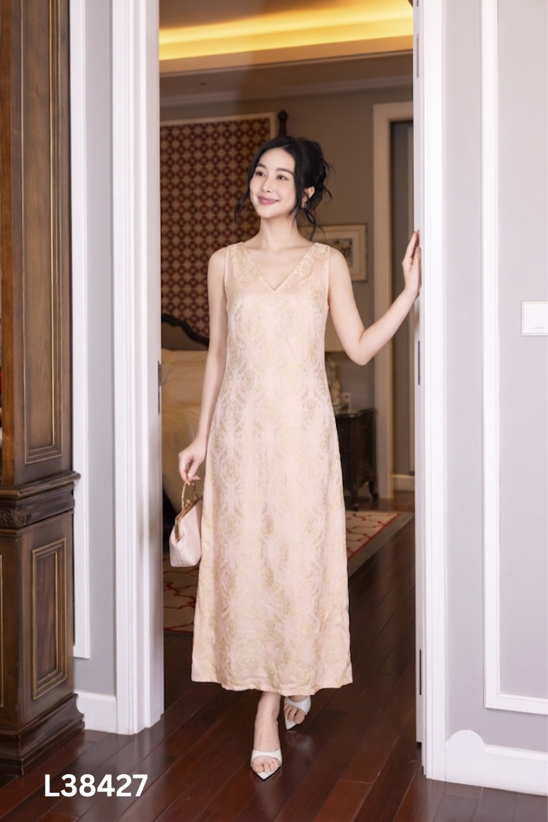 Váy IM.MSS KIM lụa hồng họa tiết
