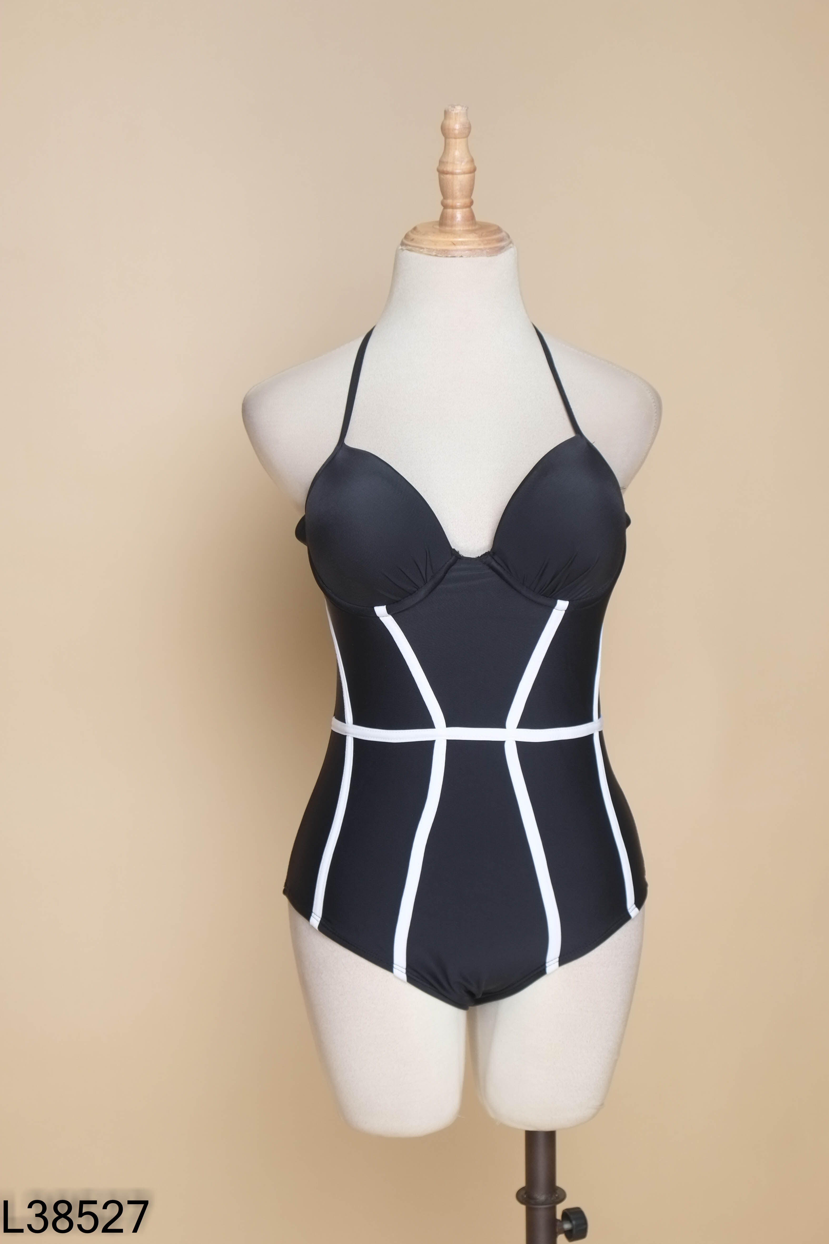 Bodysuits đen phối sọc trắng