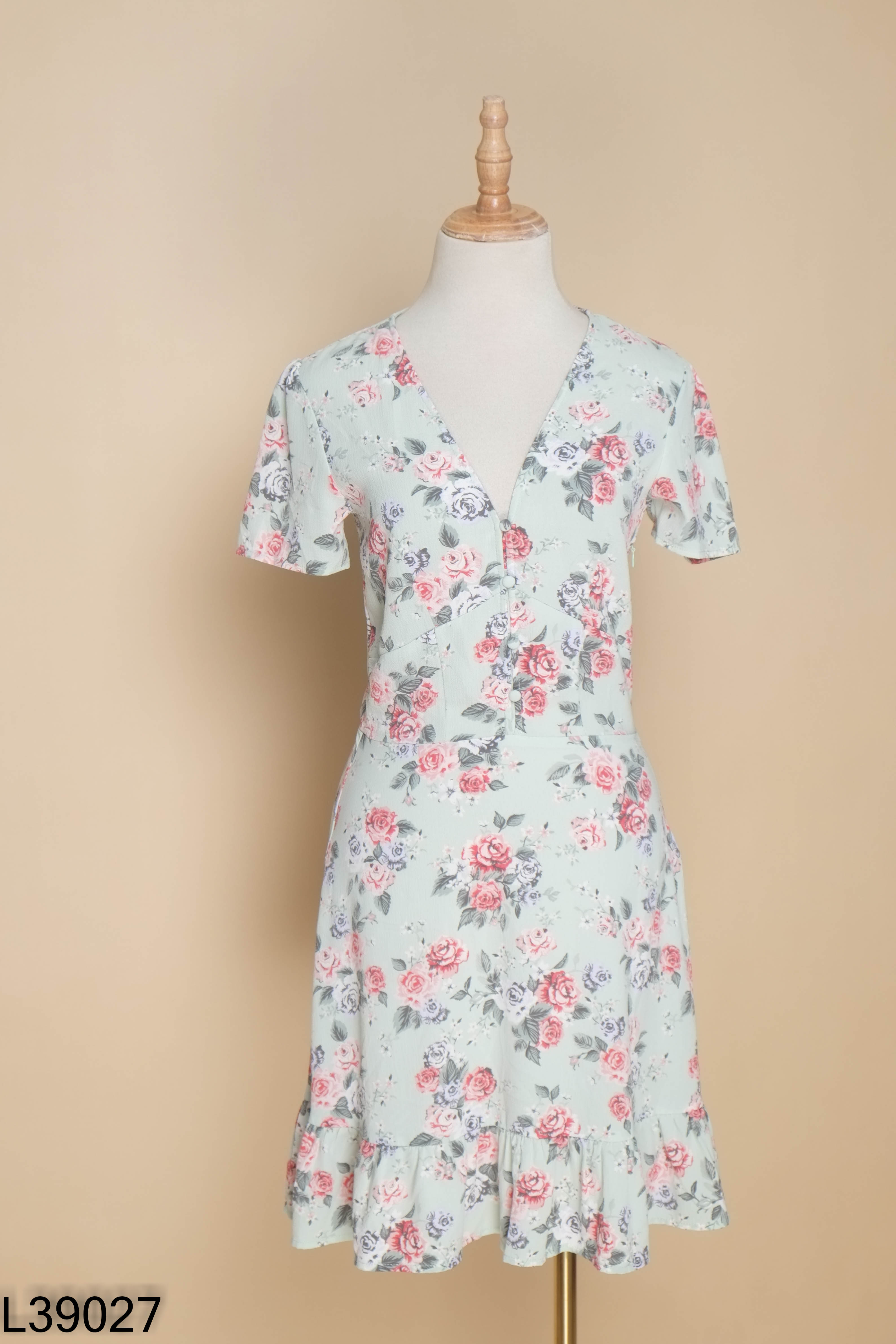 Váy xanh hoa HM cổ V