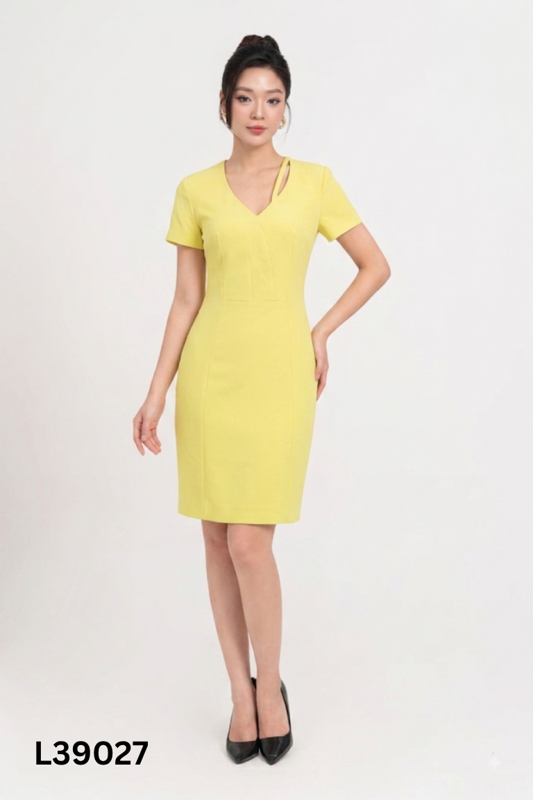 Váy IVY MODA vàng chanh cổ V