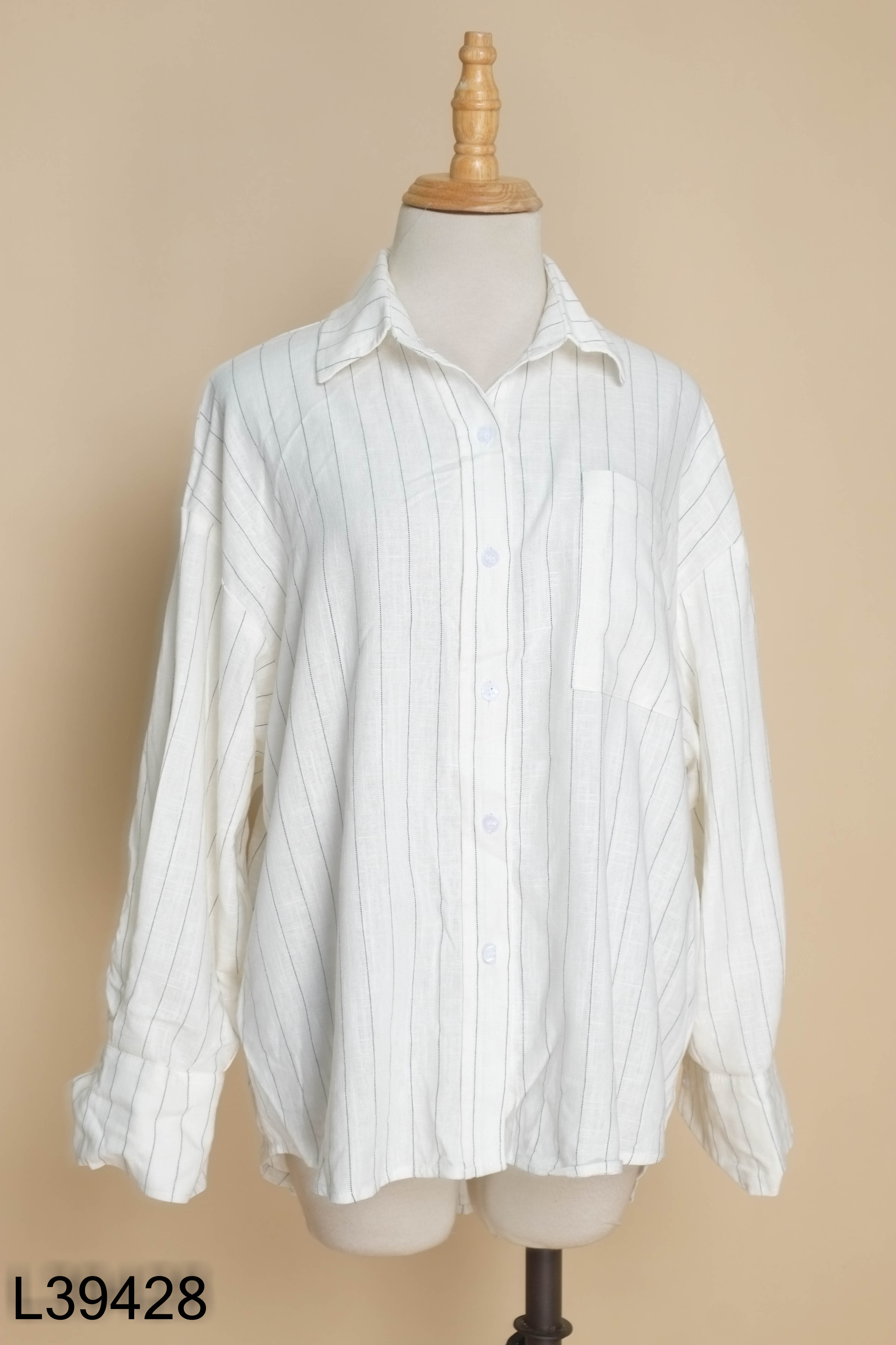 Áo EMBYEN linen be sọc đen