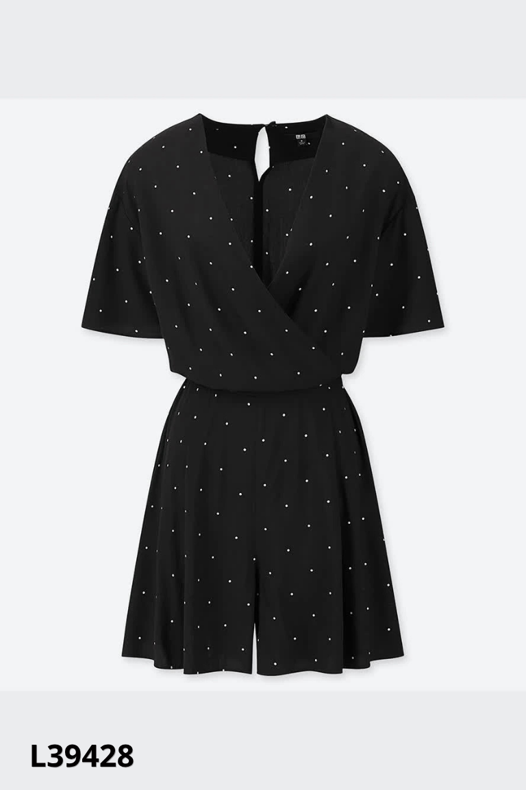 Jumpsuits UNIQLO đen chấm bi trắng