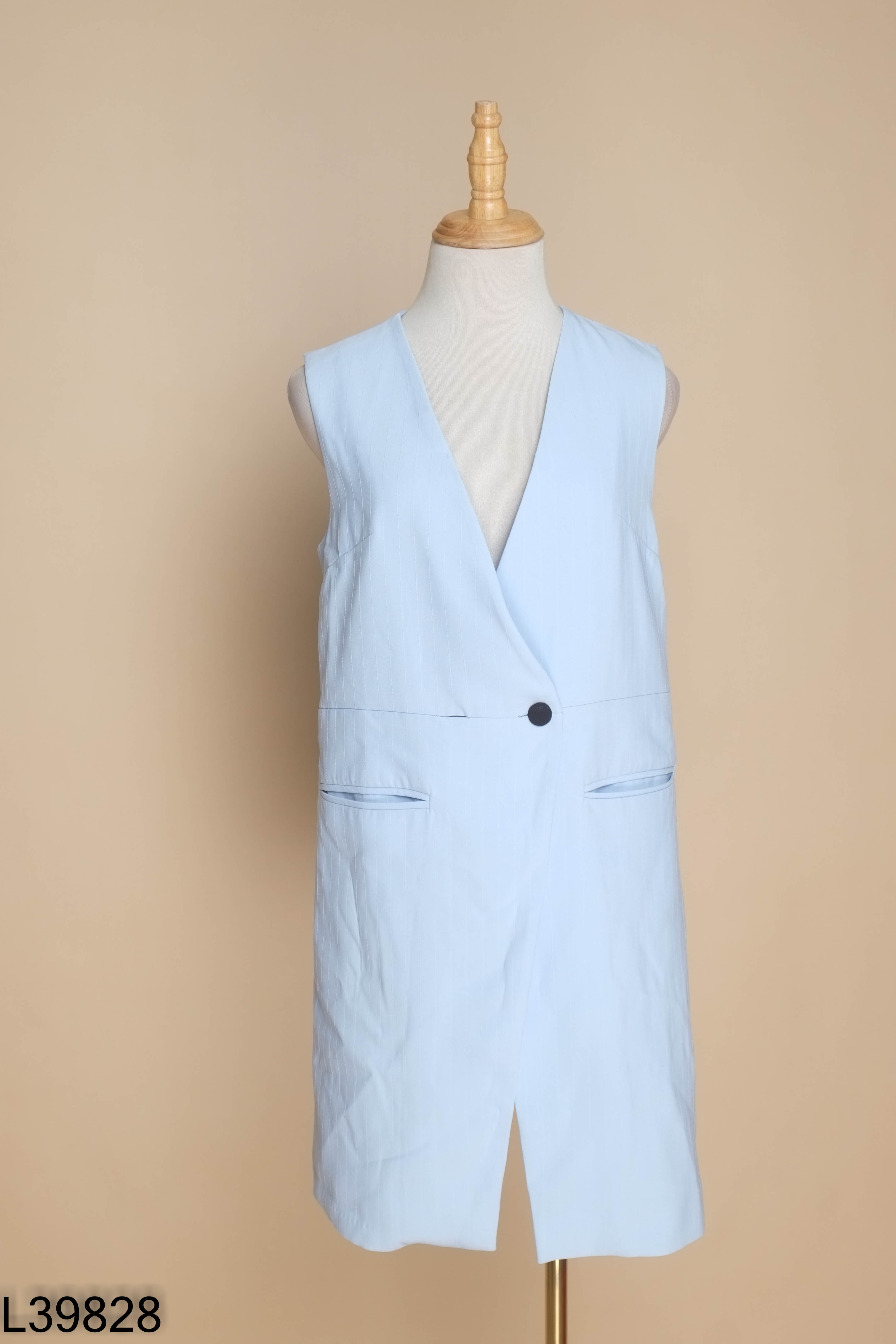 Áo gile vest xanh 92WEAR dáng dài