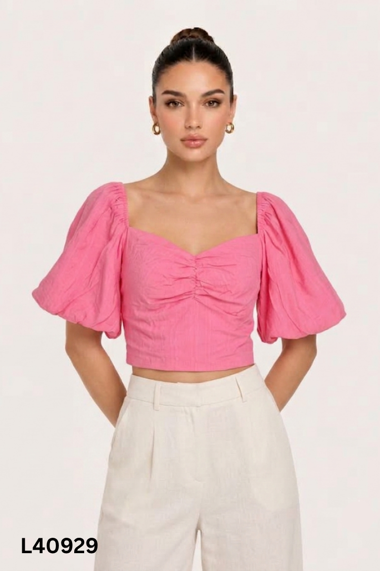 Áo hồng RECHIC tay phồng