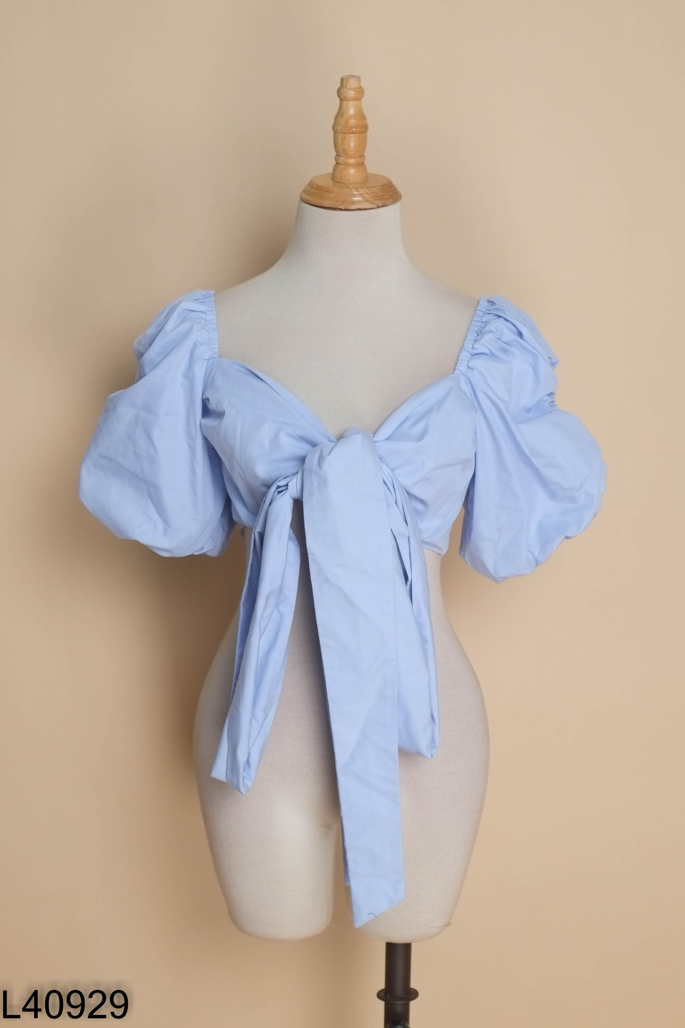 Áo xanh SÒ VINTAGE tay phồng