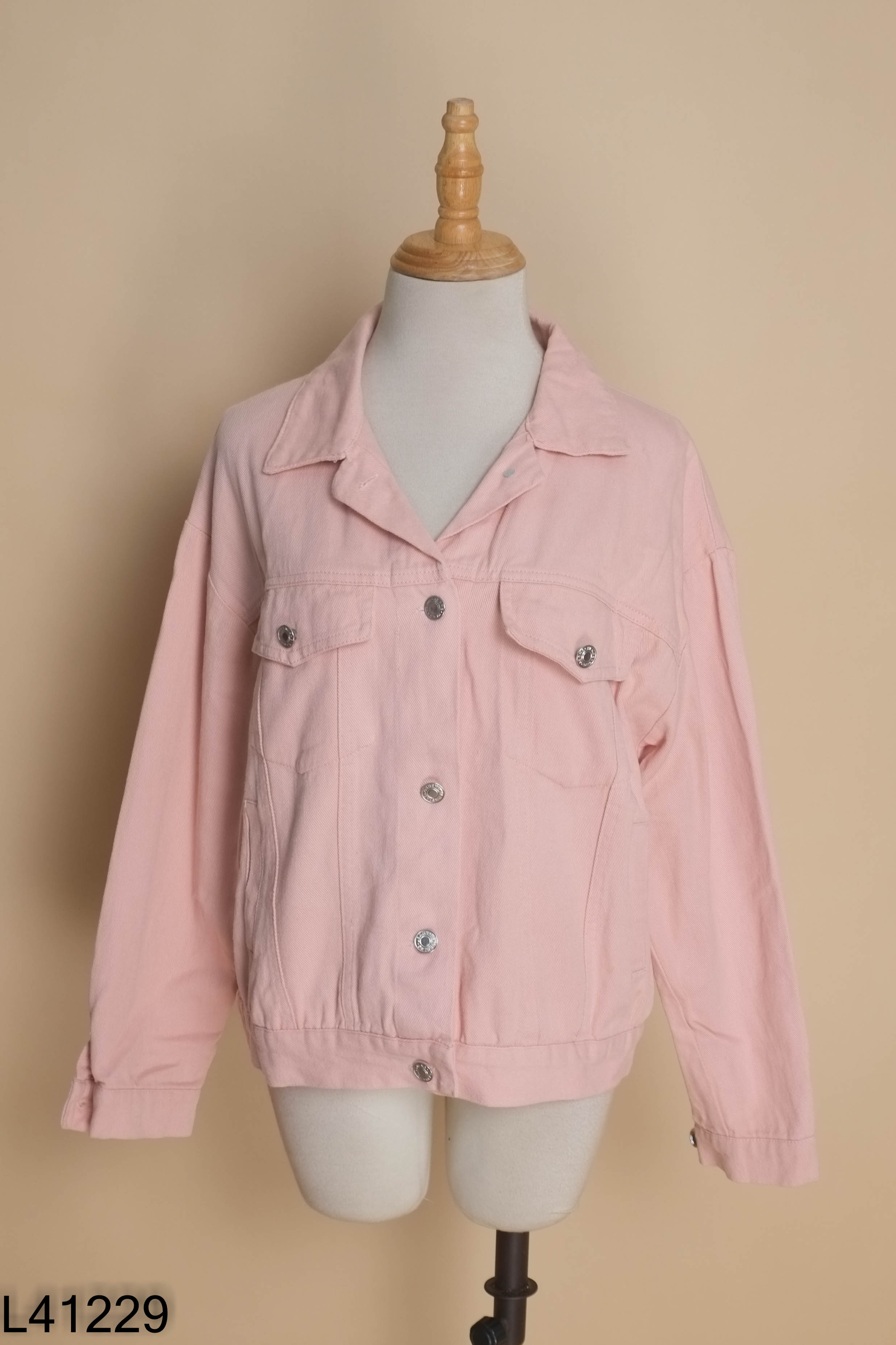 Áo khoác jeans hồng trơn