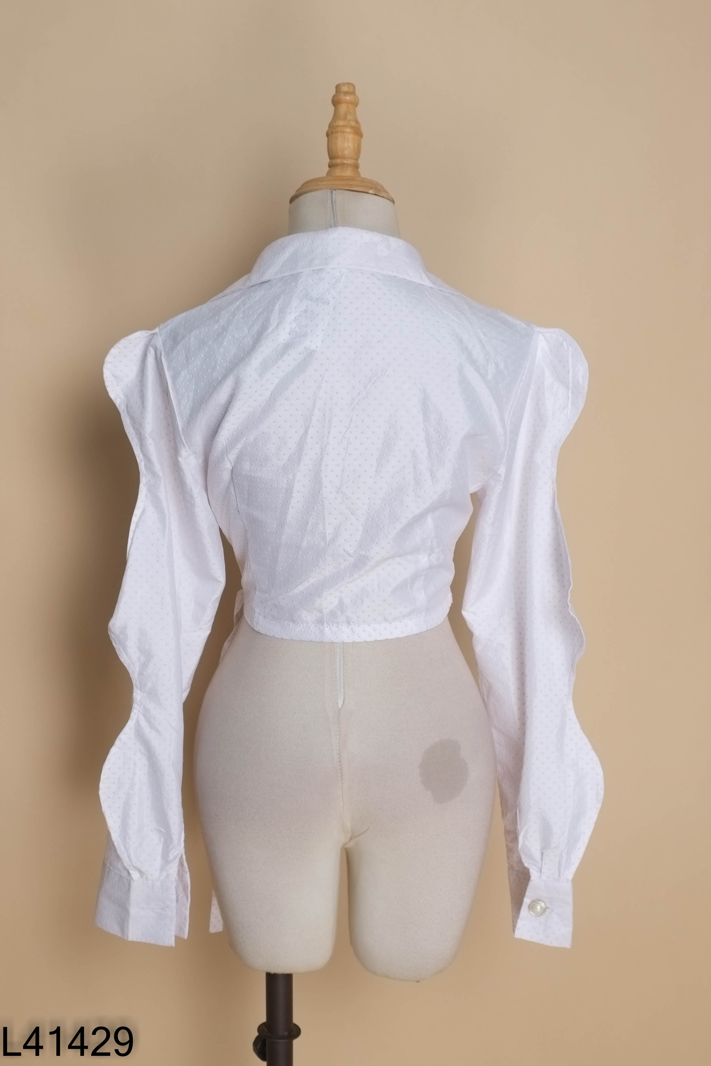 Áo wrap LAKING trắng cổ sơ mi