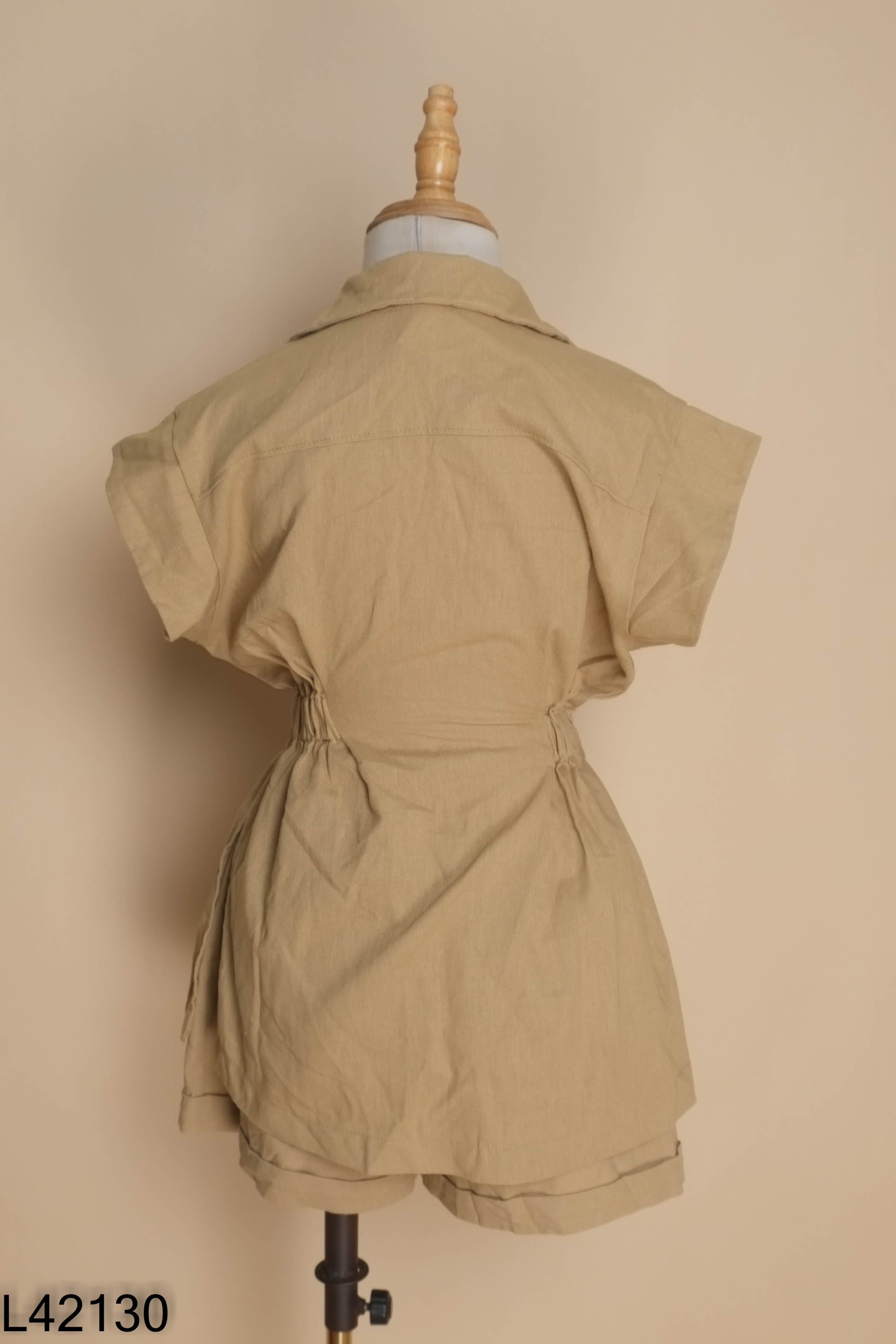 Set áo chun eo + quần short nâu
