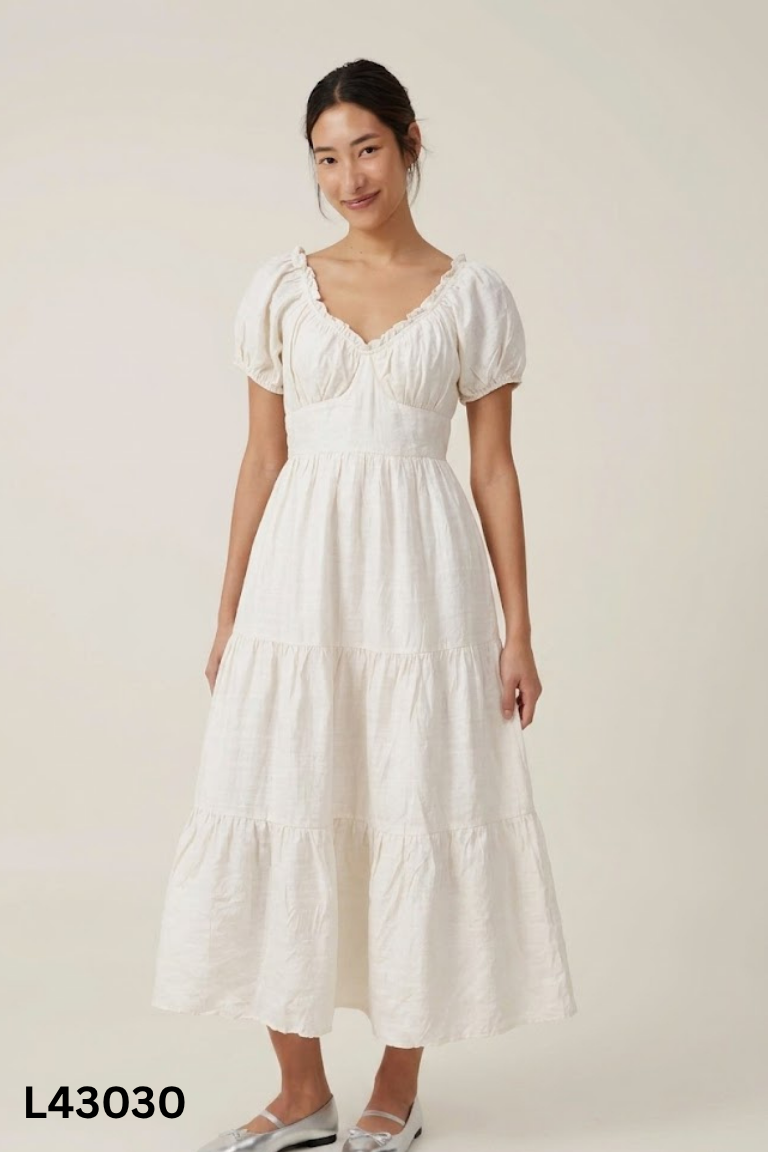 Váy đũi be FOREVER 21 tay phồng
