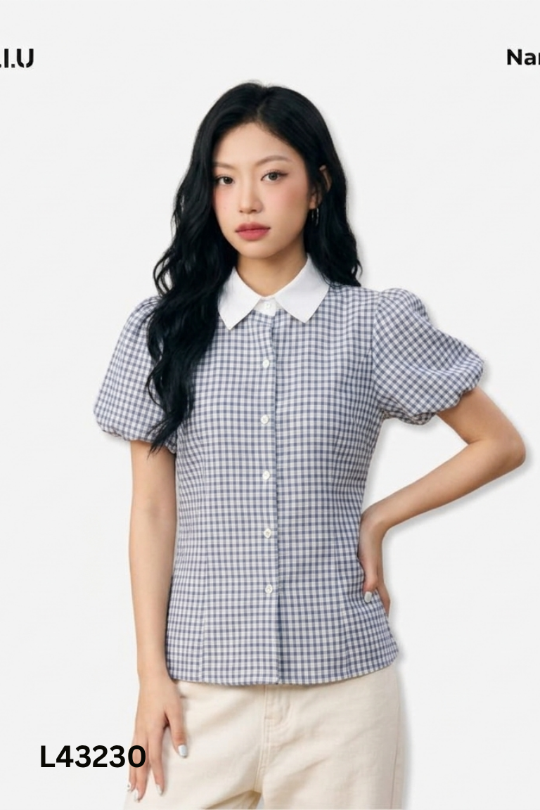 Áo CHARME STORE xanh kẻ caro