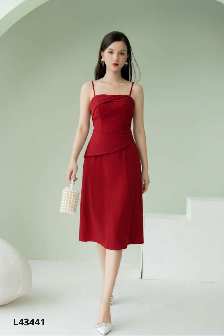 NEWTAG Váy 2 dây đỏ DIDO BASIC phối kiểu