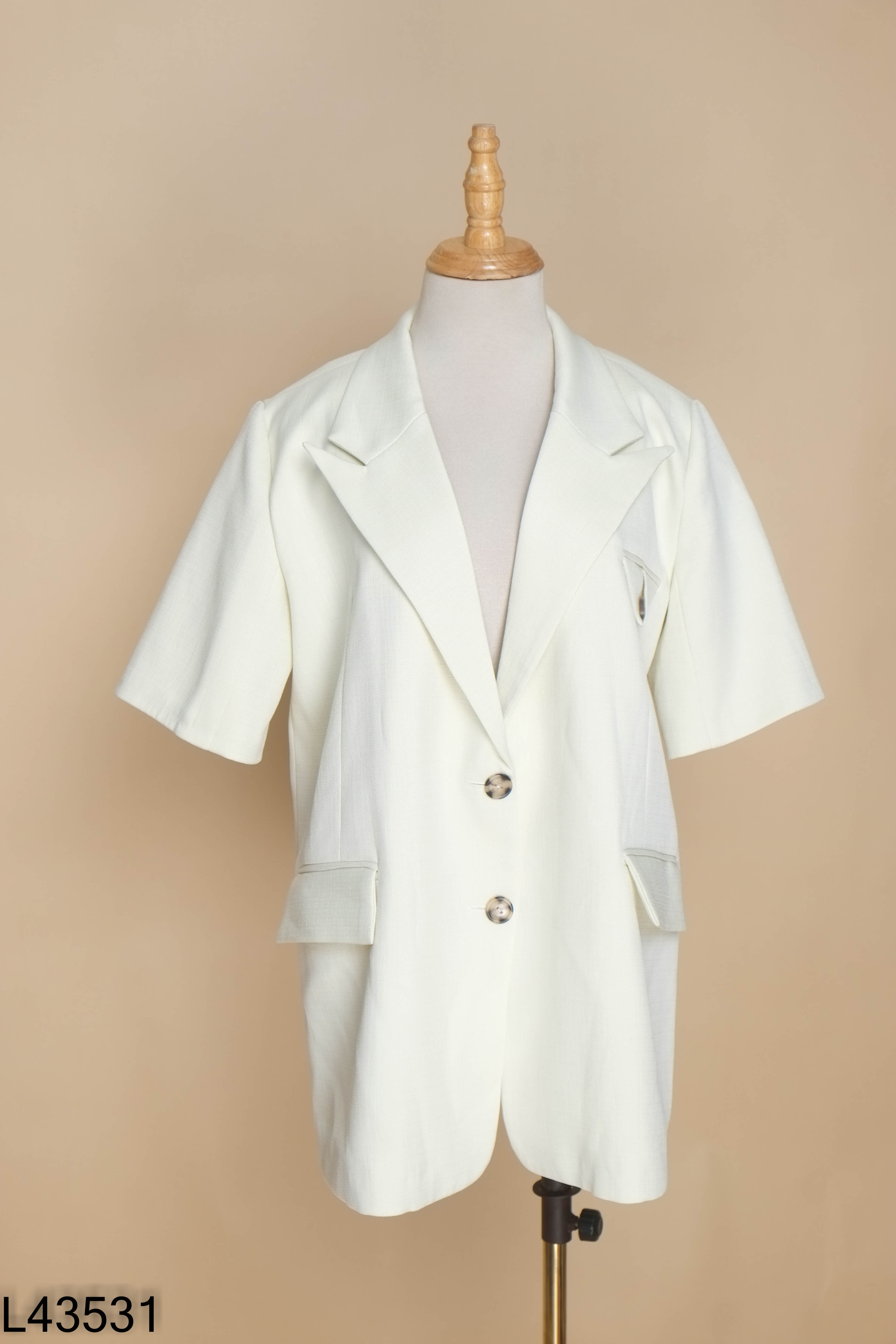 Áo blazer be xanh trơn