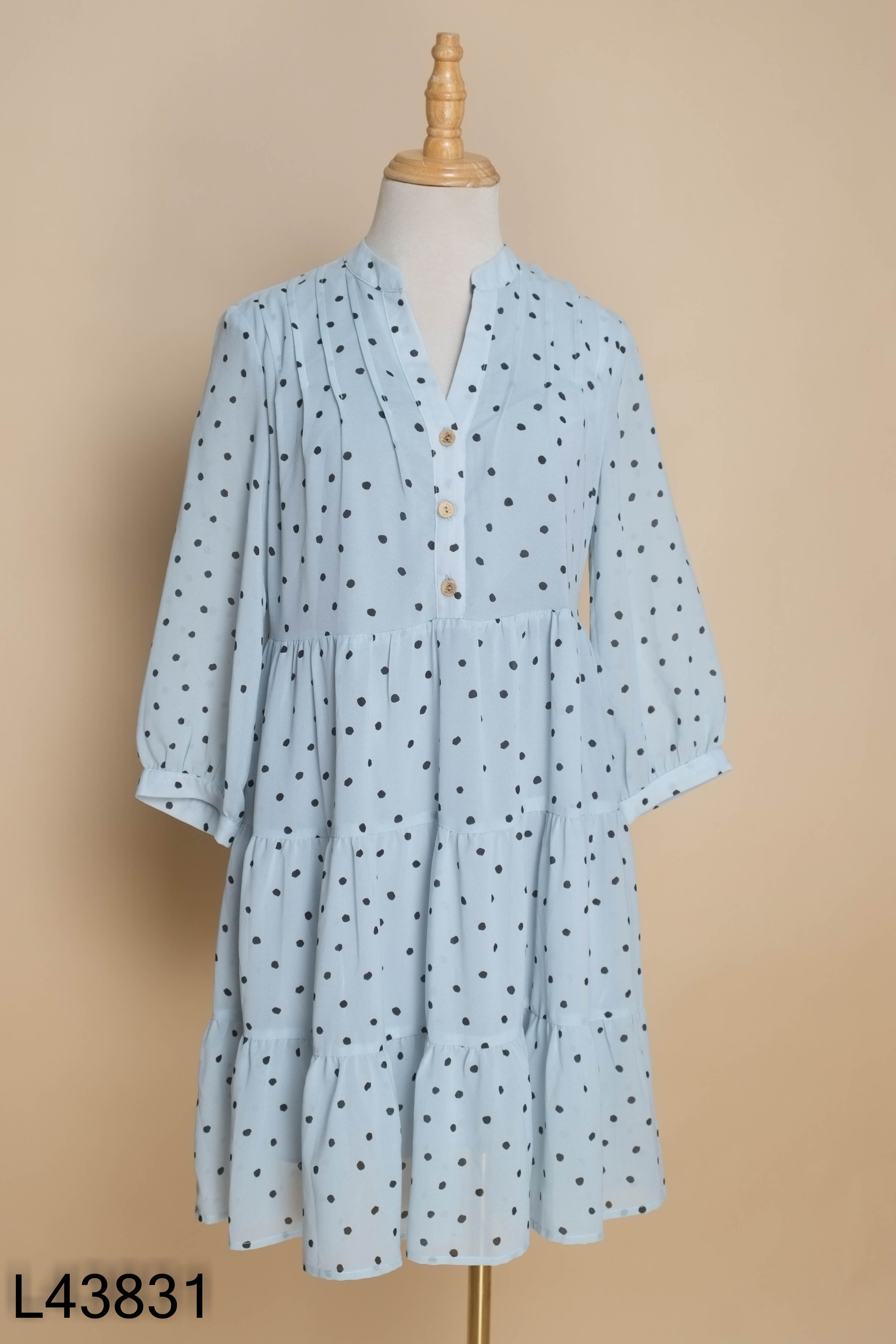 Váy xanh chấm bi ADORE DRESS dài tay