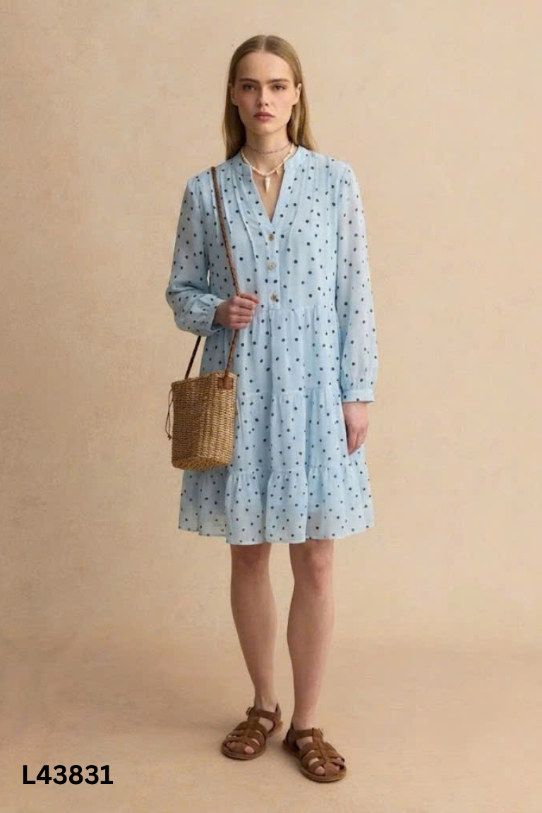 Váy xanh chấm bi ADORE DRESS dài tay