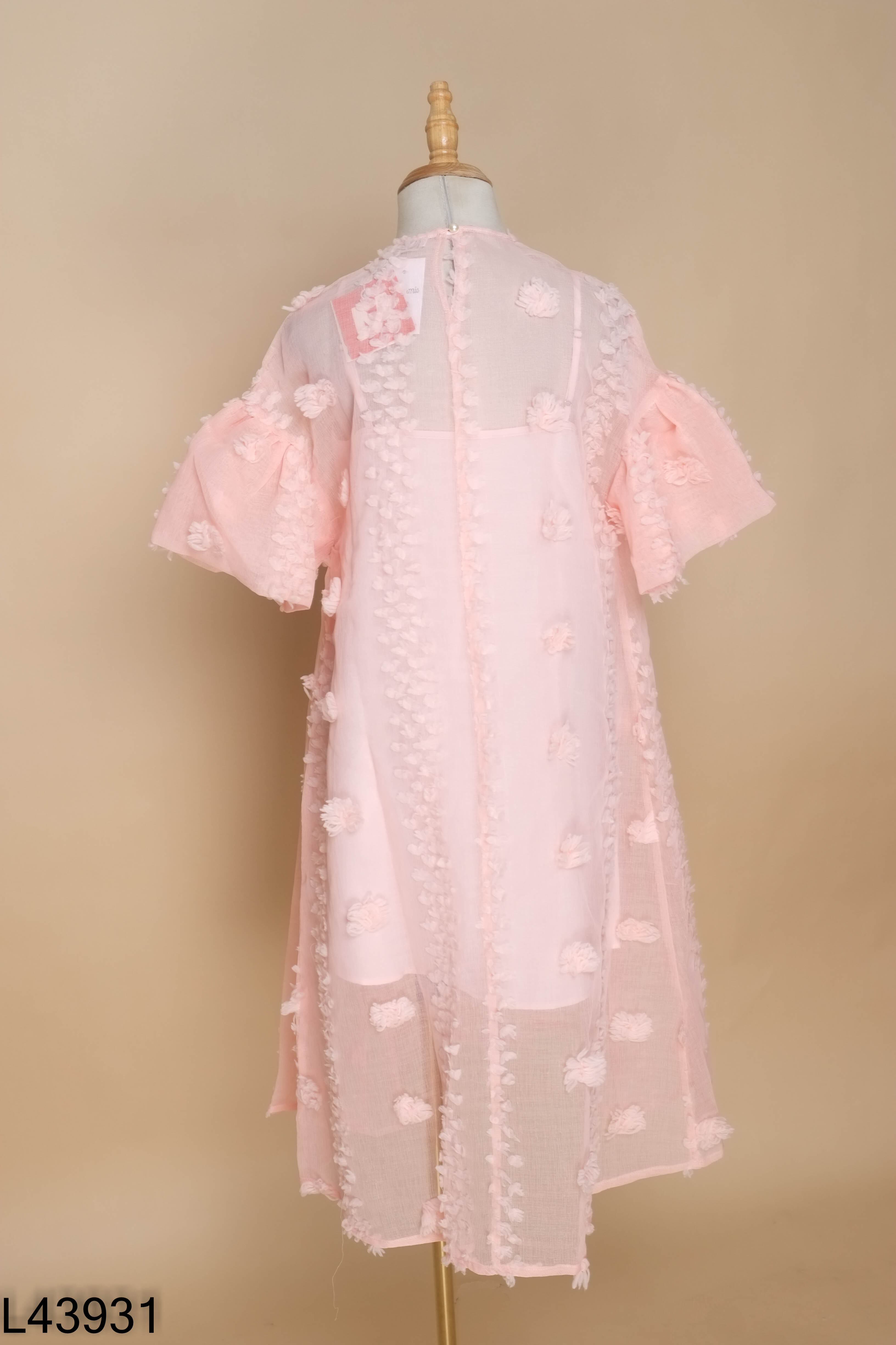 Set váy MAYBI voan dệt bông hồng + váy lót 2 dây