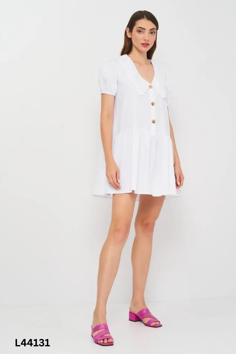 Váy suông trắng ZARA cổ bèo