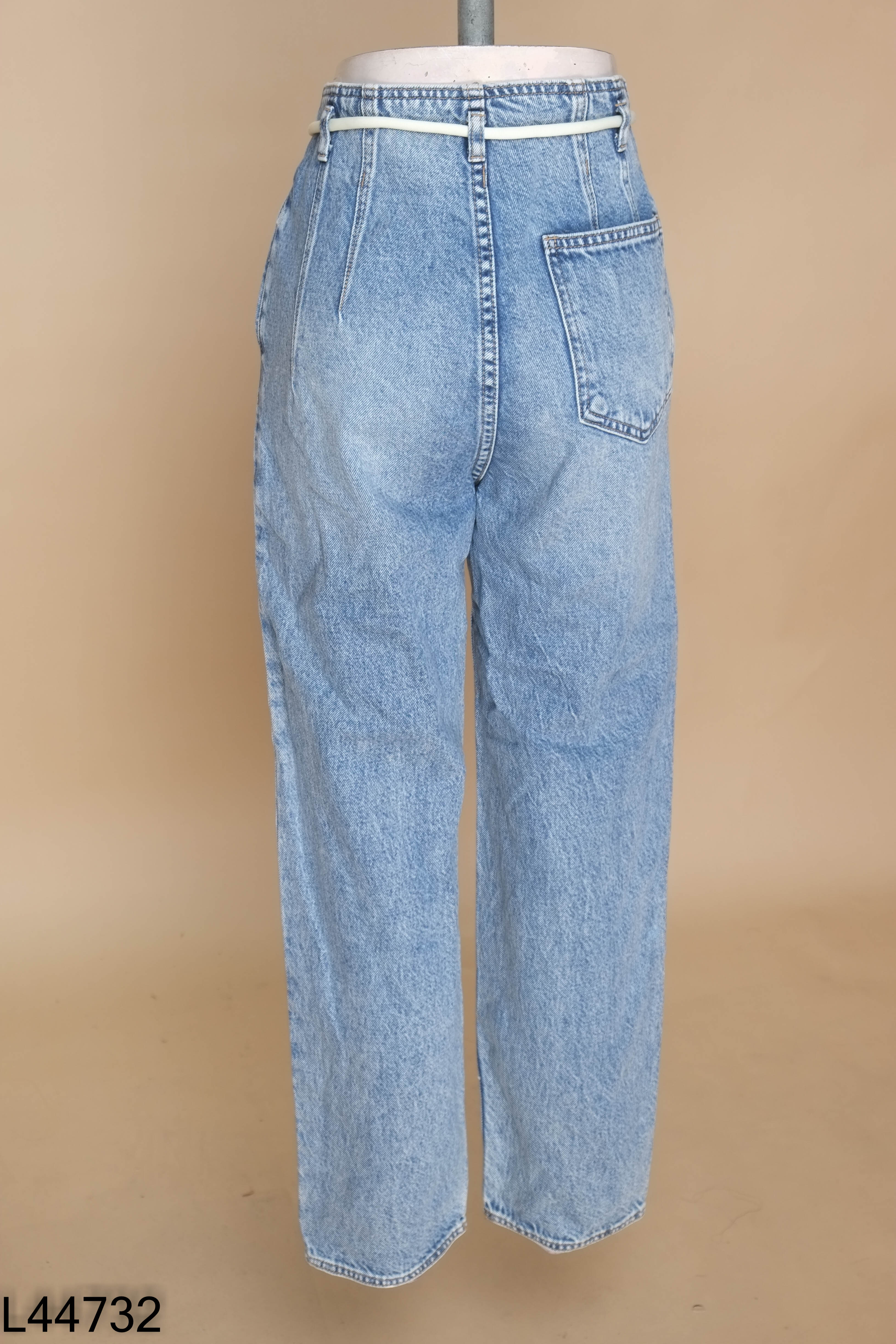 Quần jeans FINÉ xanh suông dây eo