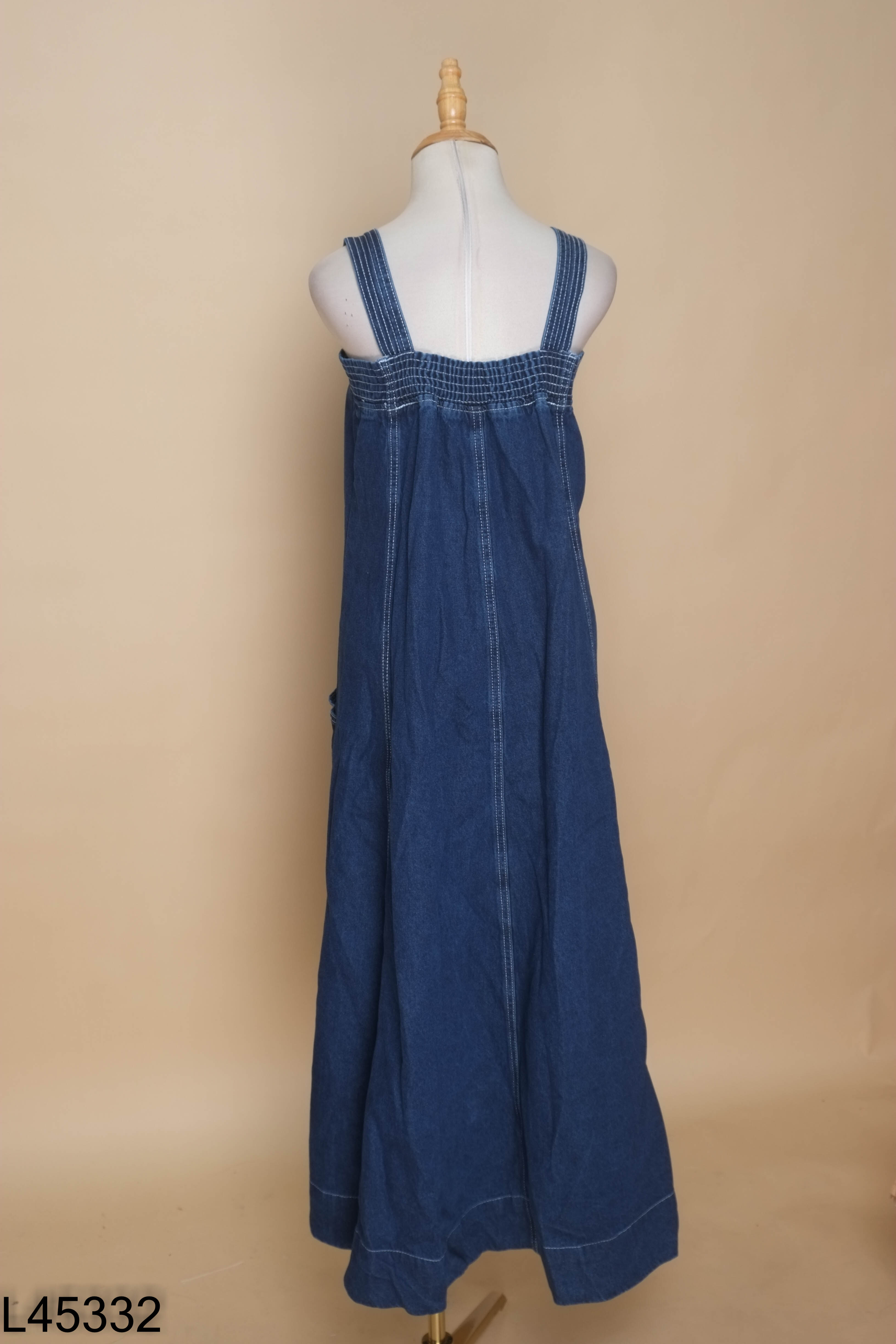 Váy jeans xanh SHEIN hai dây may viền