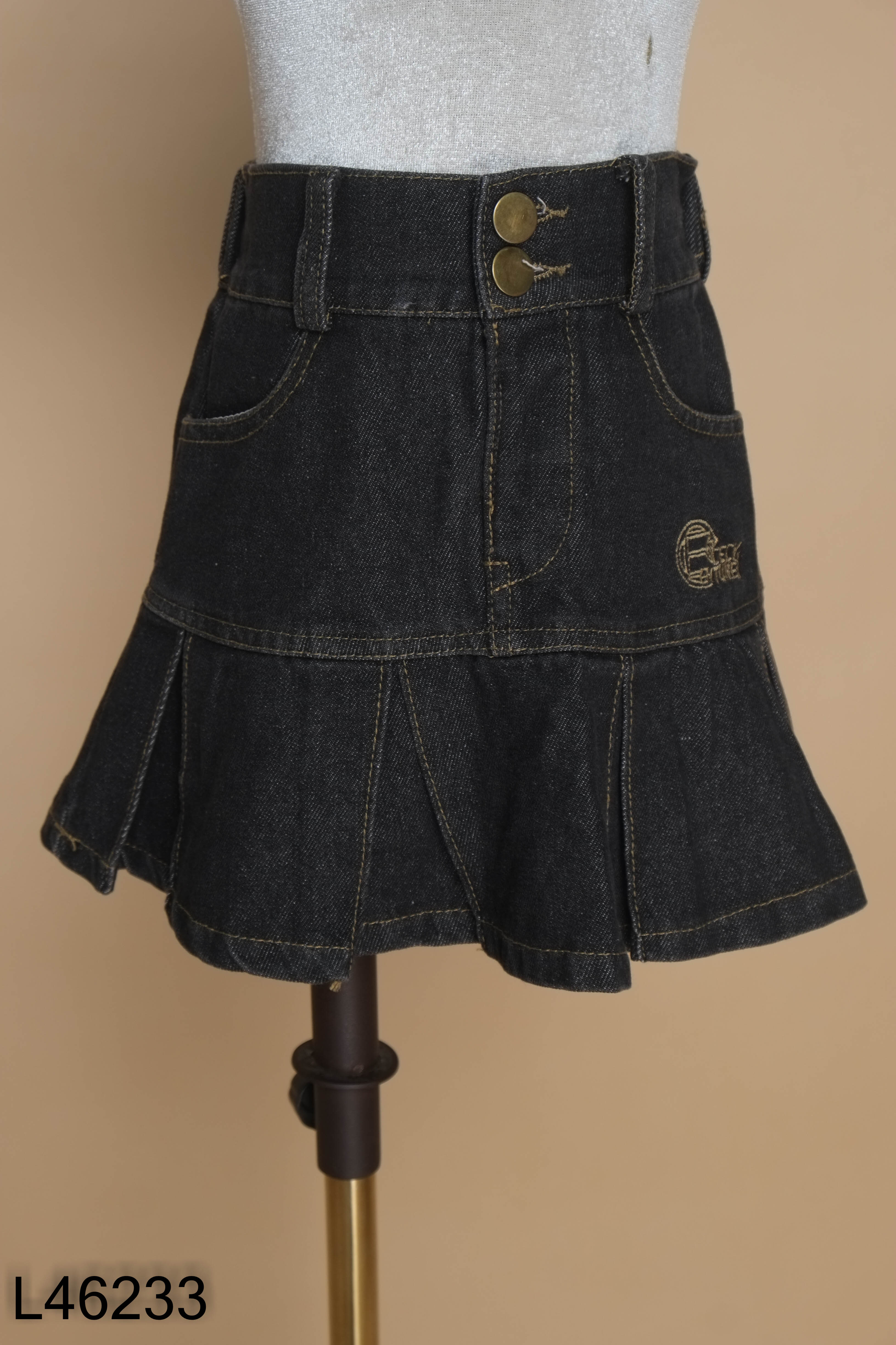 Chân váy jeans đen xòe kids