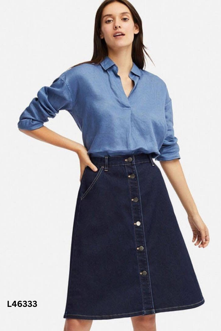 Chân váy jean UNIQLO xanh
